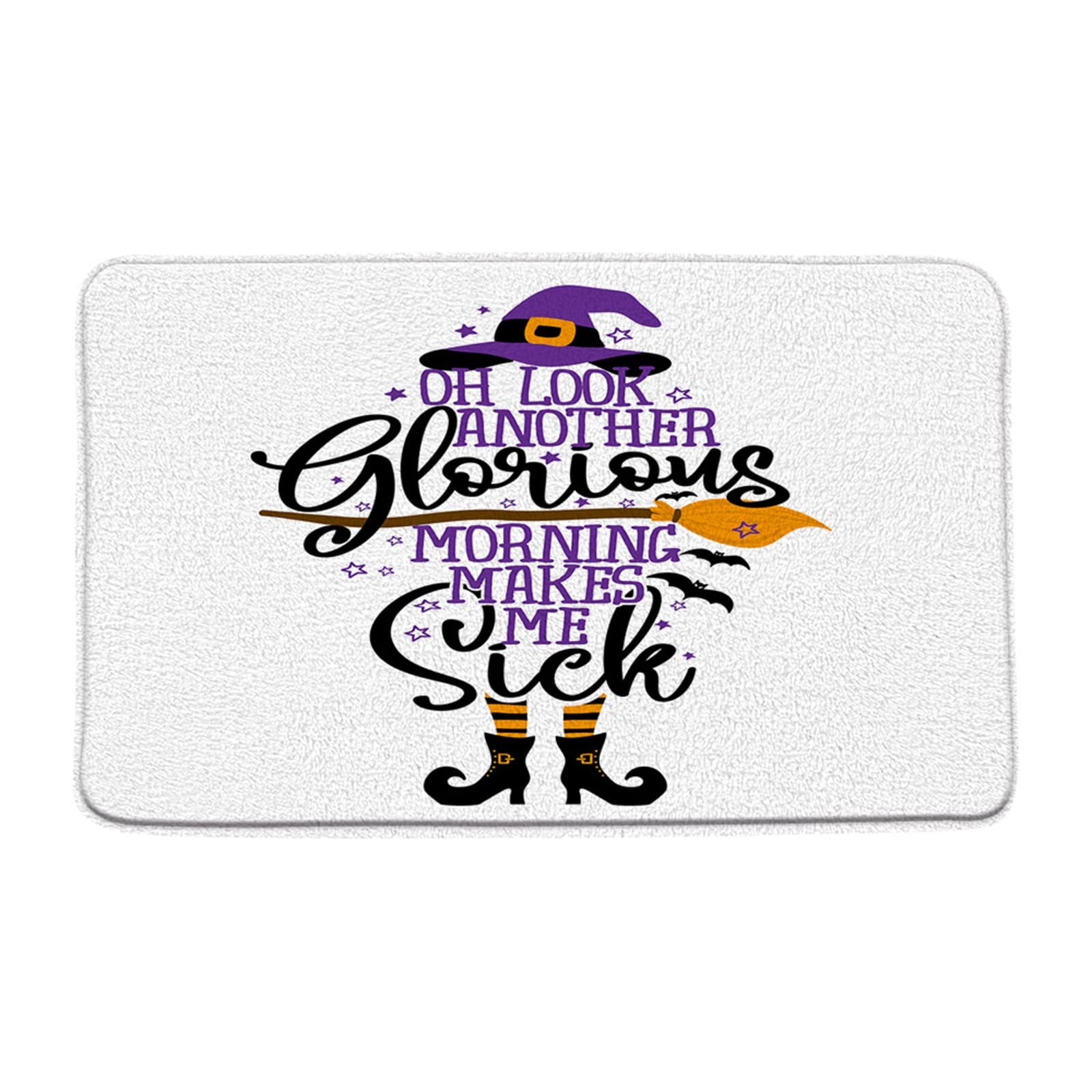 Funny Halloween Witch Bath Mat with Magic Quote - Witchcraft Alchemy Hat, Stars & Bats Design - Cute Cartoon Microfiber Memory Foam Rug for Bathroom, Bedroom, Kitchen & Toilet Decor - Perfect for Halloween Party, Themed Home Decor & Gift Giving