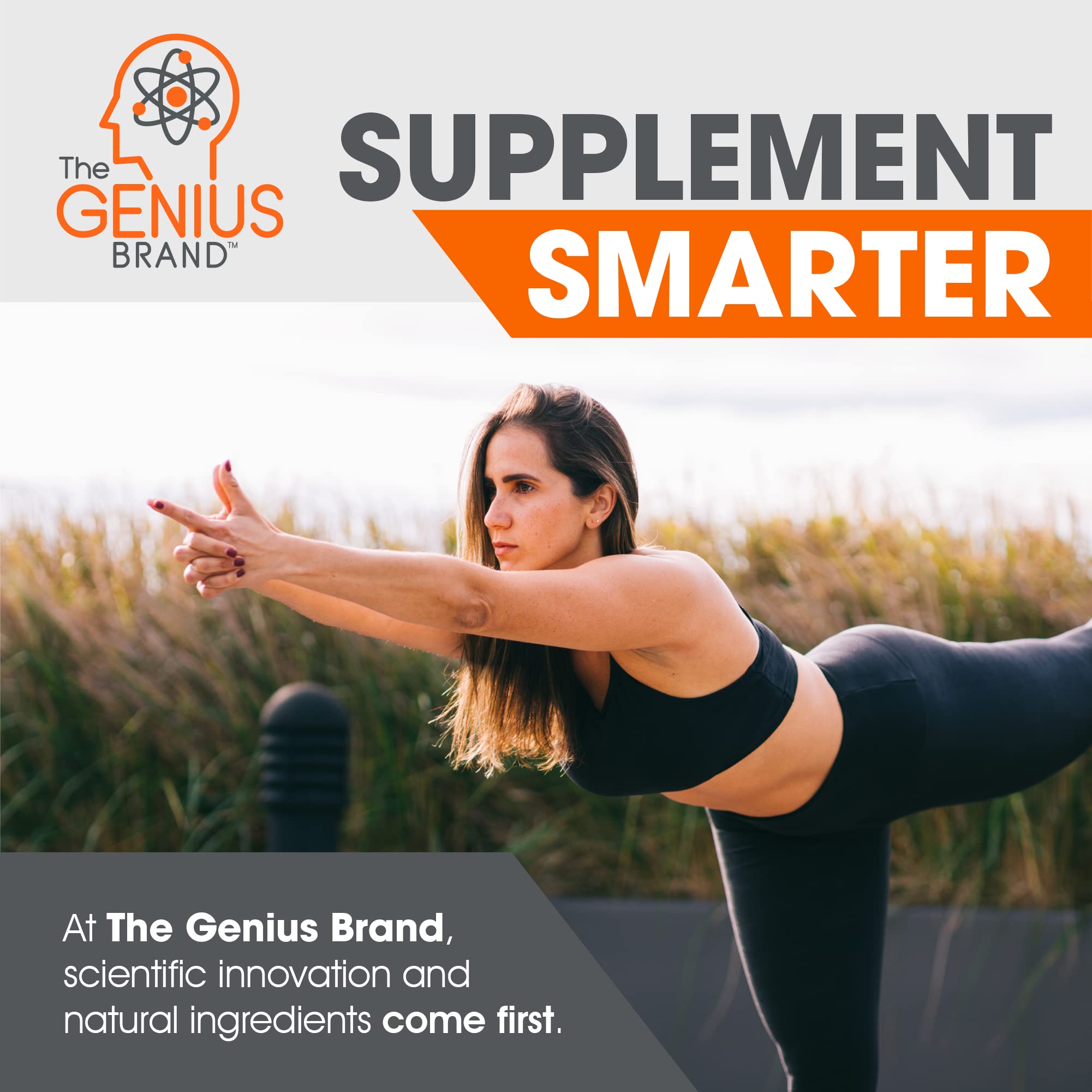 The Genius Brand - Organic Super Greens Superfood Powder with Spirulina, Lion's Mane, Kale & Spinach - Nootropic Supplement for Energy, Immunity & Brain Health - Antioxidant-Rich Juice & Smoothie Mix for Workouts, Detox & Daily Wellness