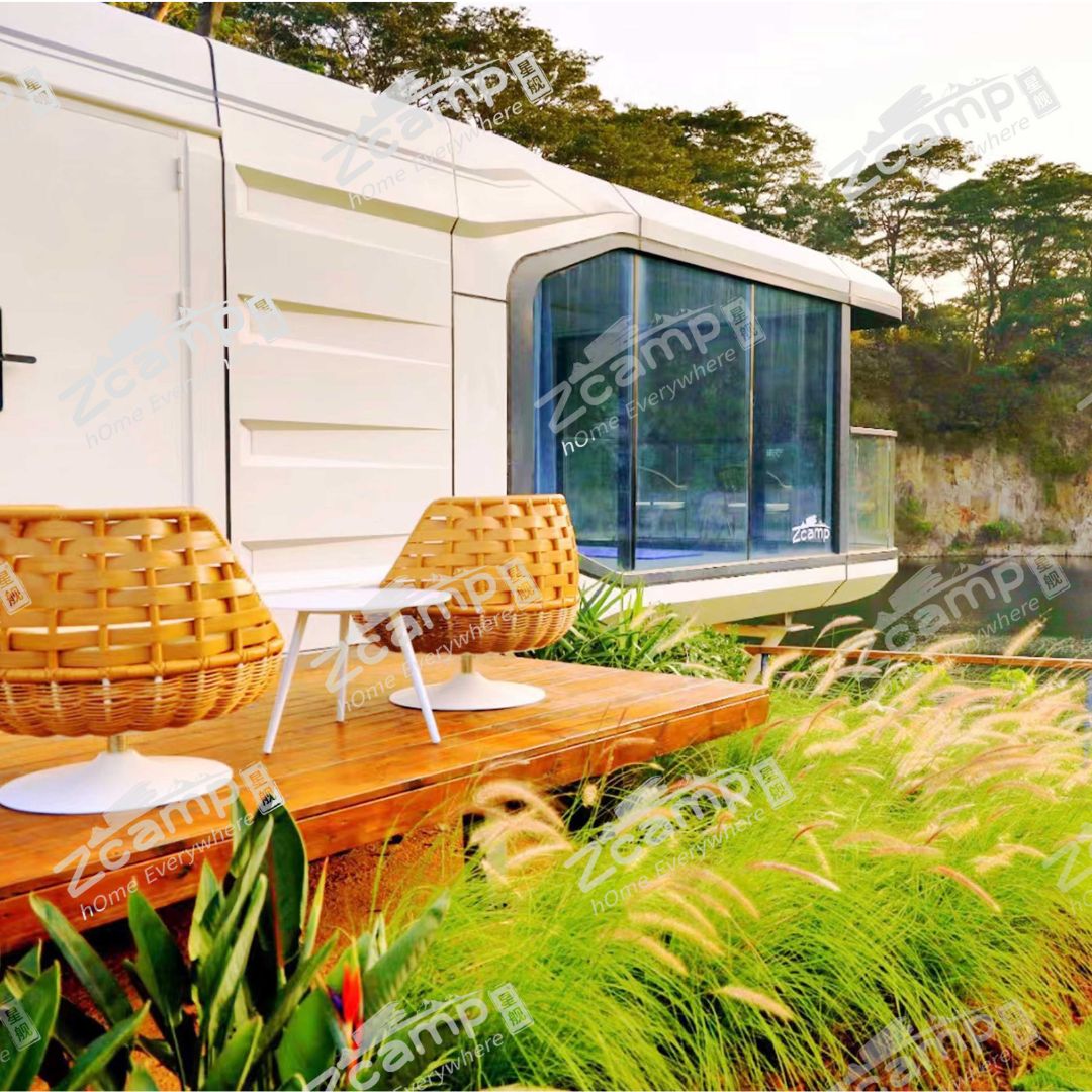 Zcamp P7 Modern Prefab House with Balcony - Prefabricated Tiny Home for Backyard, Vacation & Off-Grid Living - Easy Assembly Cabin for Camping, Guest House or Airbnb Rental