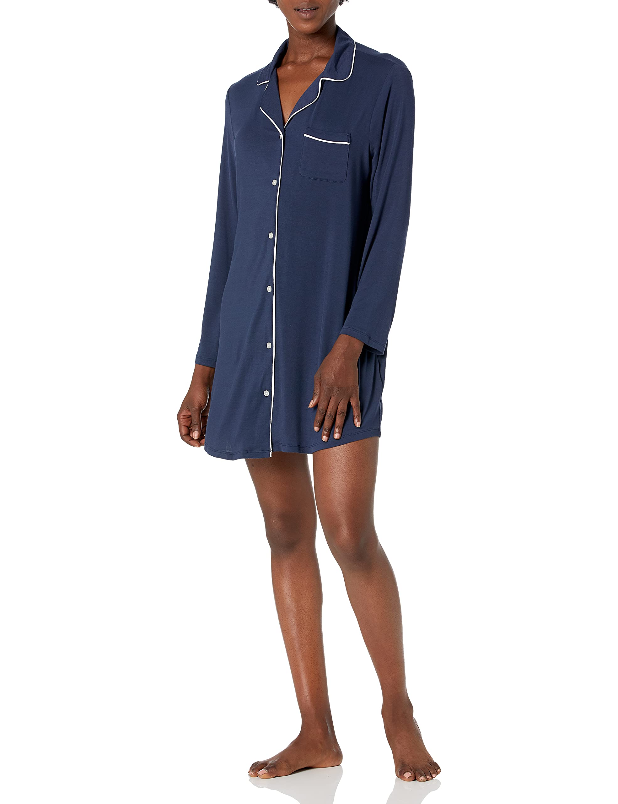 Amazon Essentials Women's Piped Nightshirt - Plus Size Comfortable Sleepwear for Relaxing at Home & Lounge Wear