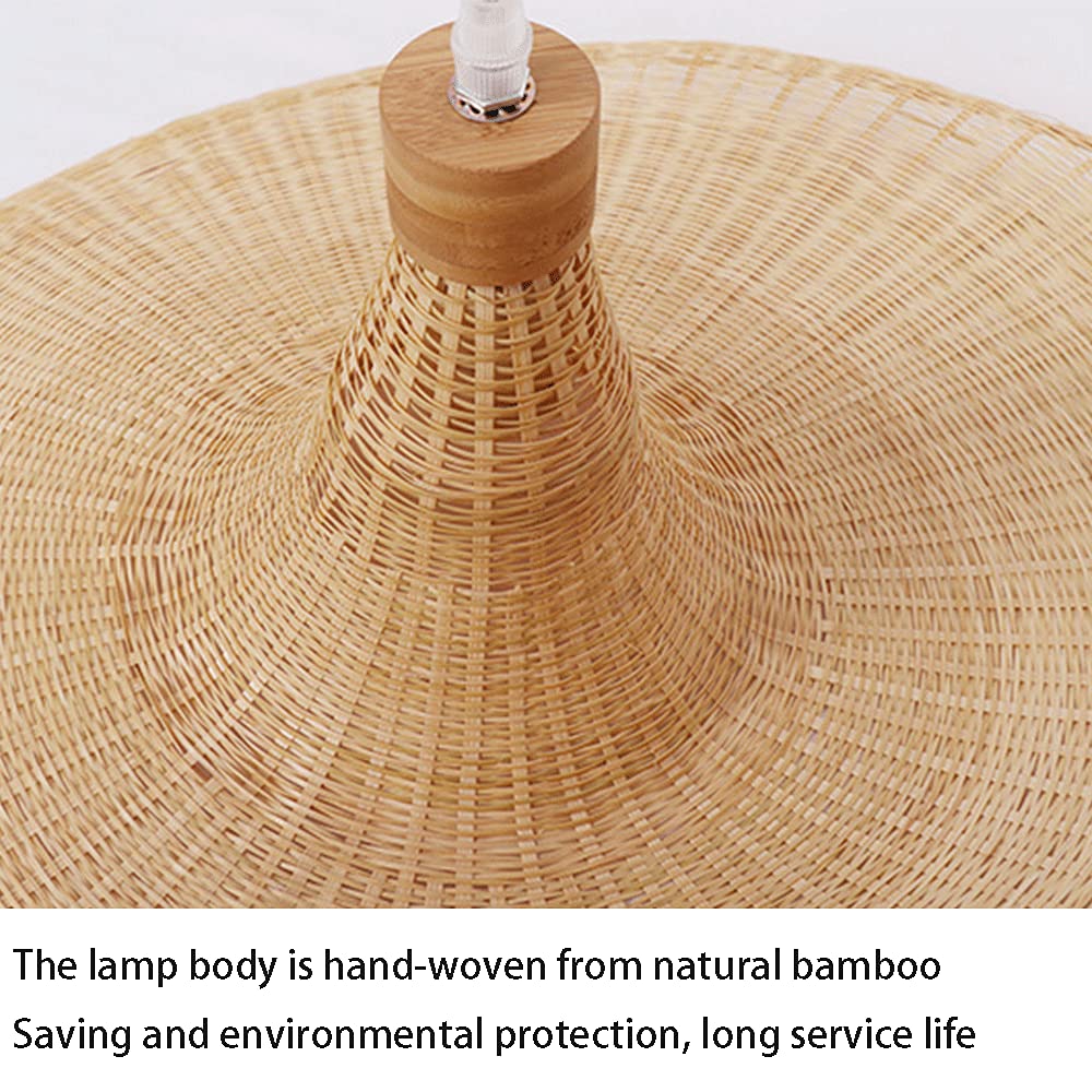 CHENKUI Natural Woven Bamboo Chandelier - Modern Geometric Pendant Light with E26/E27 Base, Handcrafted Weave Design for Living Room, Dining Room, Hallway & Stairway | Perfect for Boho, Farmhouse & Coastal Home Decor