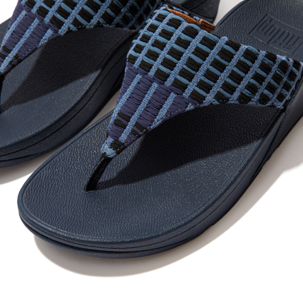 FITFLOP LULU ART DENIM TOE POST SANDAL - Women's Comfortable Slide Sandals with Arch Support | Perfect for Beach, Pool, and Summer Casual Wear
