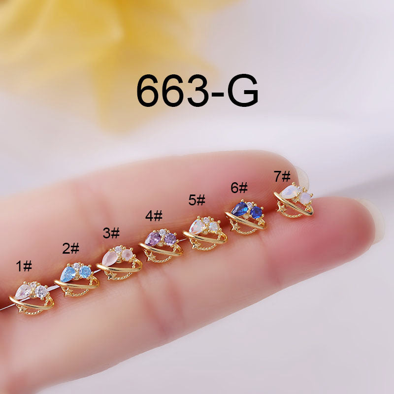 20G Cartilage Tiny Planet Tragus Stud Earrings - Minimalist Celestial Body Jewelry for Women | Perfect for Daily Wear, Parties & Special Occasions | HSPJ663