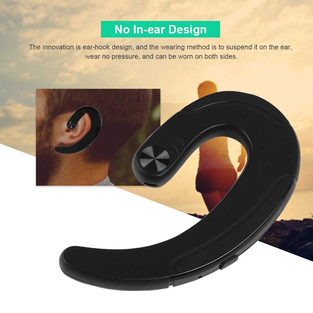 Wireless Bluetooth Headphones with Microphone - Noise Cancelling Stereo Ear Hook Headset, HD Sound Quality (Black) - Perfect for Workouts, Running, Commuting & Hands-Free Calls