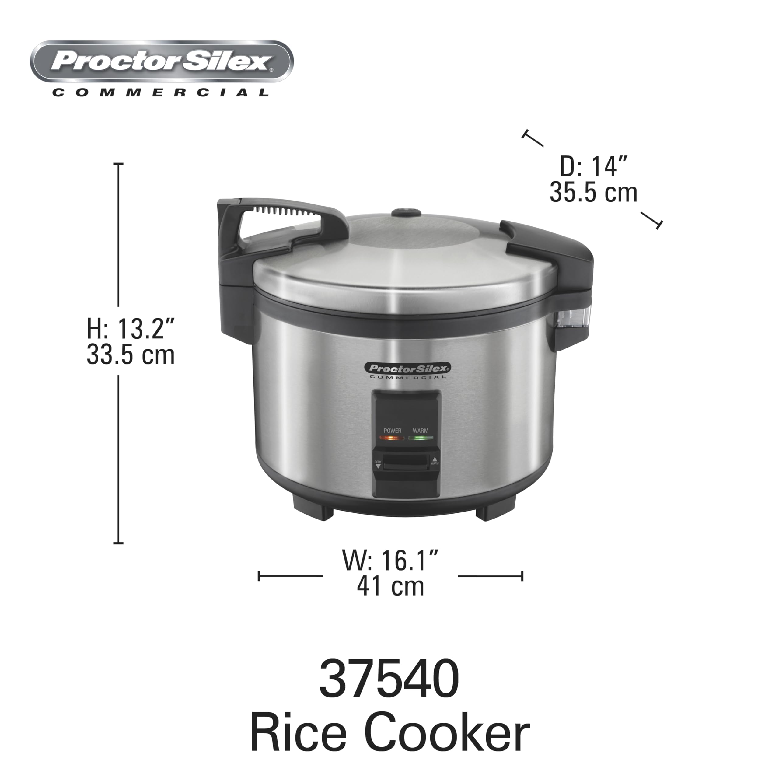 Proctor Silex Commercial 37540 40-Cup Rice Cooker & Warmer with Non-Stick Pot, Hinged Lid & Stainless Steel Housing - Perfect for Restaurants, Catering & Large Family Gatherings