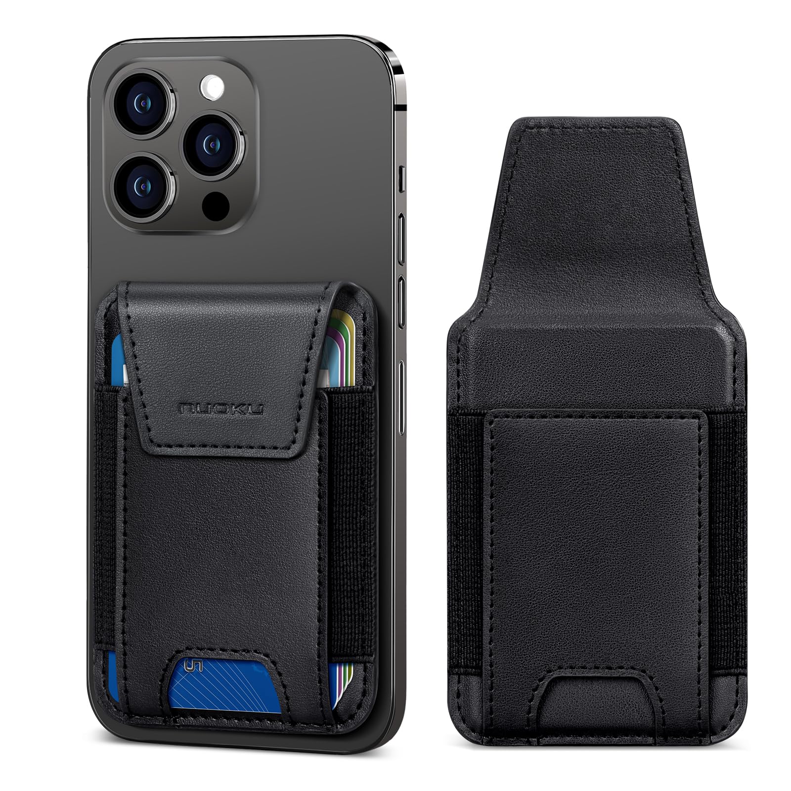 Premium Genuine Leather Magnetic Phone Wallet for iPhone 15/14/13/12 Series | Magsafe Compatible Wallet with RFID Blocking & Privacy Flap | Holds 6 Cards (Excludes 13 Mini/12 Mini) | Perfect for Everyday Carry, Travel & Contactless Payments
