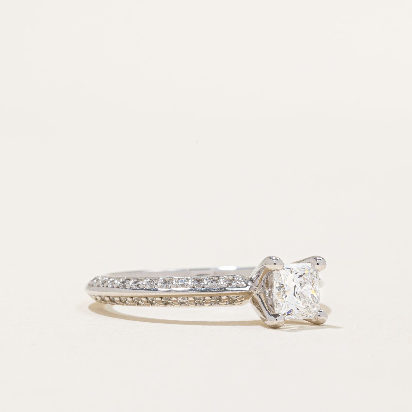 GIA Certified 0.77ct Diamond Solitaire Engagement Ring with 0.48ctw Side Stones, 14k White Gold Knife Edge Band, Size 8 - Perfect for Proposals, Anniversaries & Special Occasions