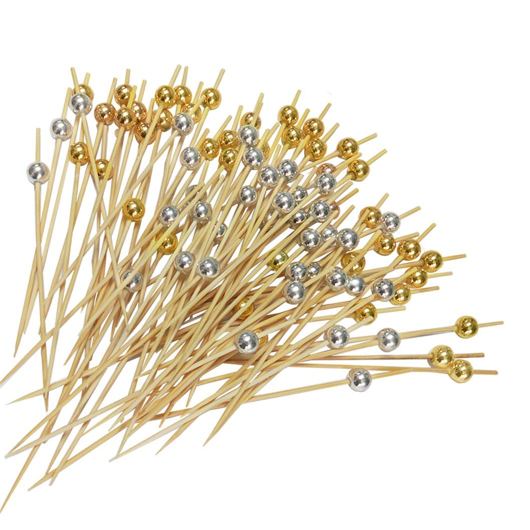 Natural Bamboo Skewers 12cm - Cocktail Sticks & Swizzle Picks for Fruit, Sandwiches, BBQ Snacks, Coffee & Drink Stirring - Perfect for Parties, Picnics & Home Entertaining