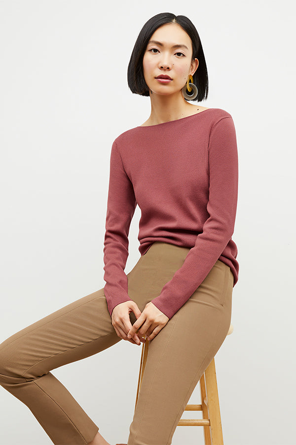 Celeste Top 365Knit Women's Casual T-Shirt - Dark Coral | Soft Comfortable Everyday Wear for Work, Travel & Weekend Outfits
