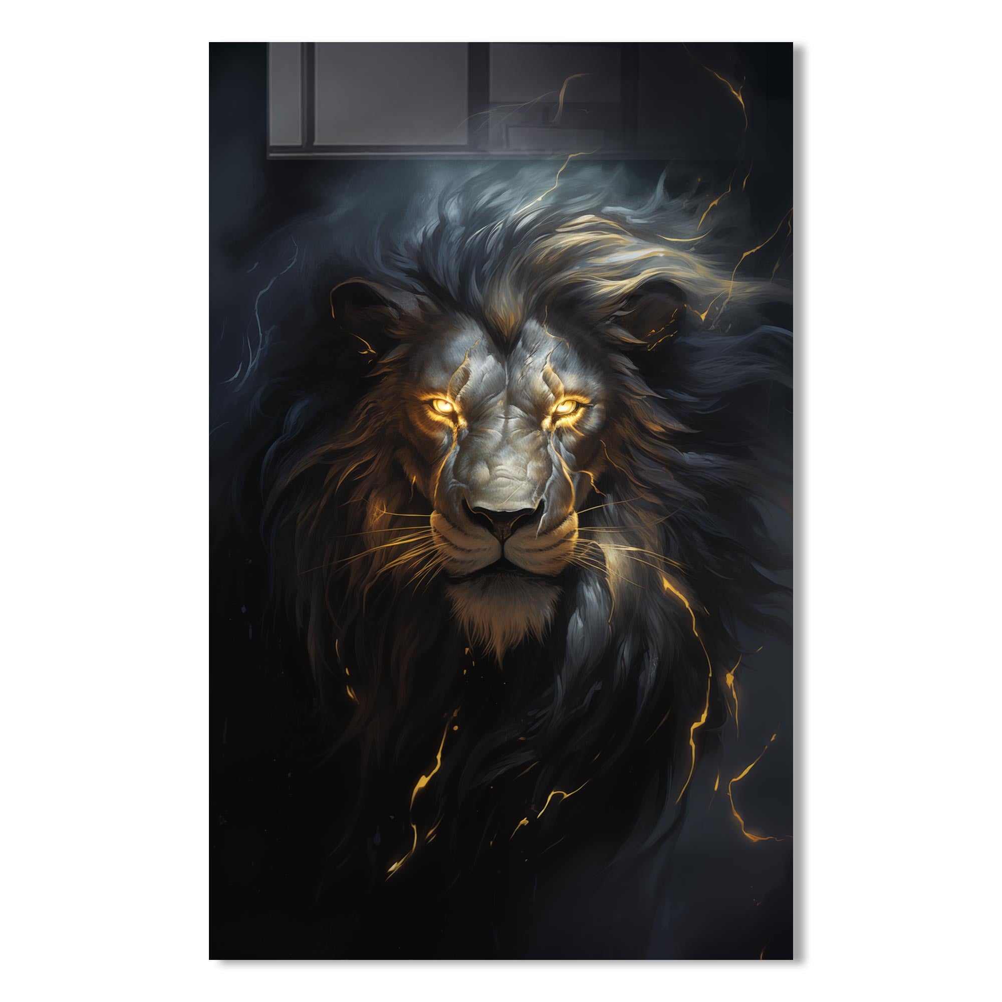 Zeus Lion Tempered Glass Wall Art - Premium Home Decor for Living Room, Bedroom & Office - Shatterproof & Stylish