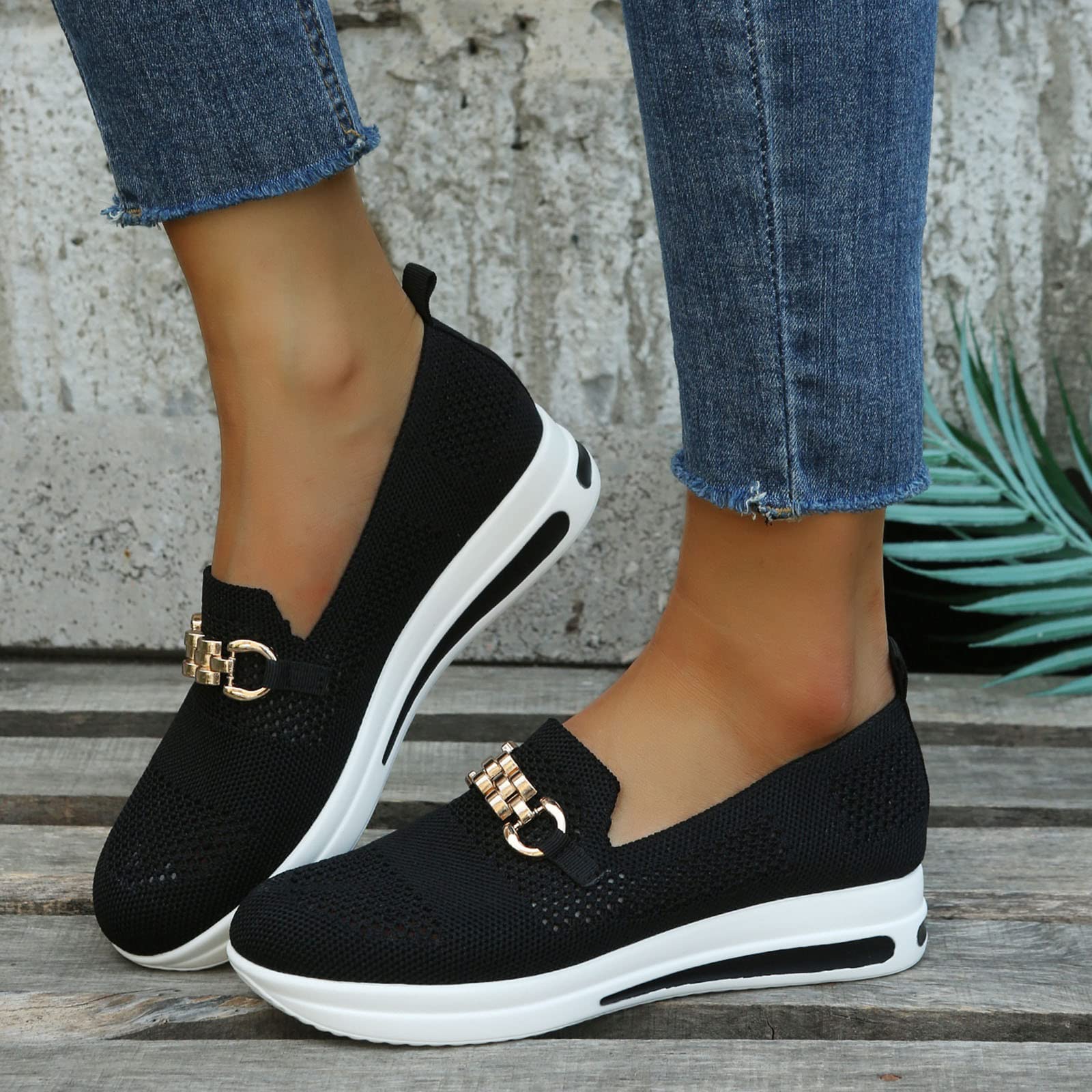 Trendy Women's Sneakers - Breathable Mesh Walking Shoes, Comfortable Slip-On Loafers & Casual Wedge Tennis Shoes for Women | Perfect for Workouts, Walking, Travel & Everyday Wear