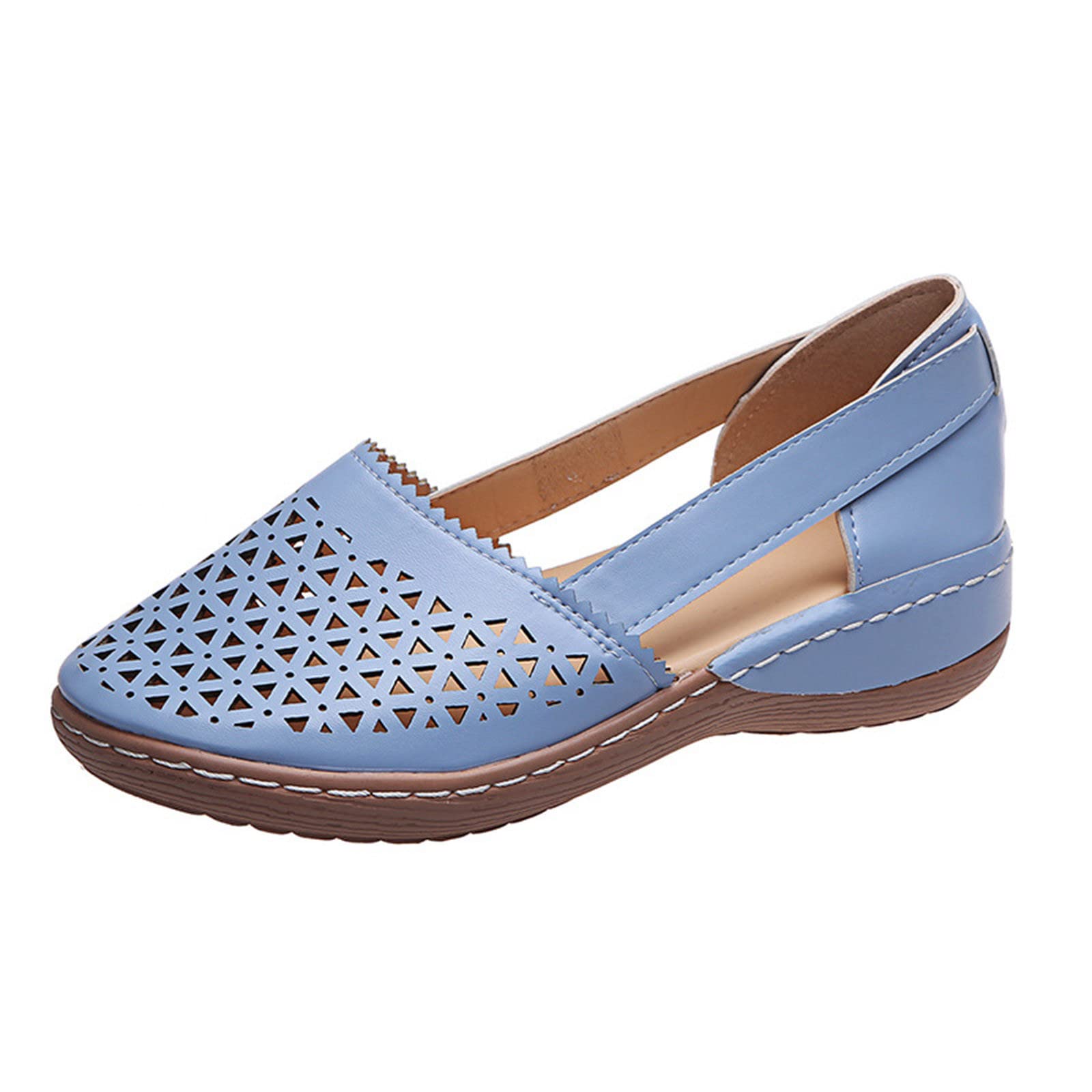 **Women's Comfortable Retro Closed-Toe Wedge Sandals - Bohemian Gladiator Style with Hook & Loop Closure | Non-Slip Outdoor & Athletic Slides for Walking, Travel, and Casual Wear**