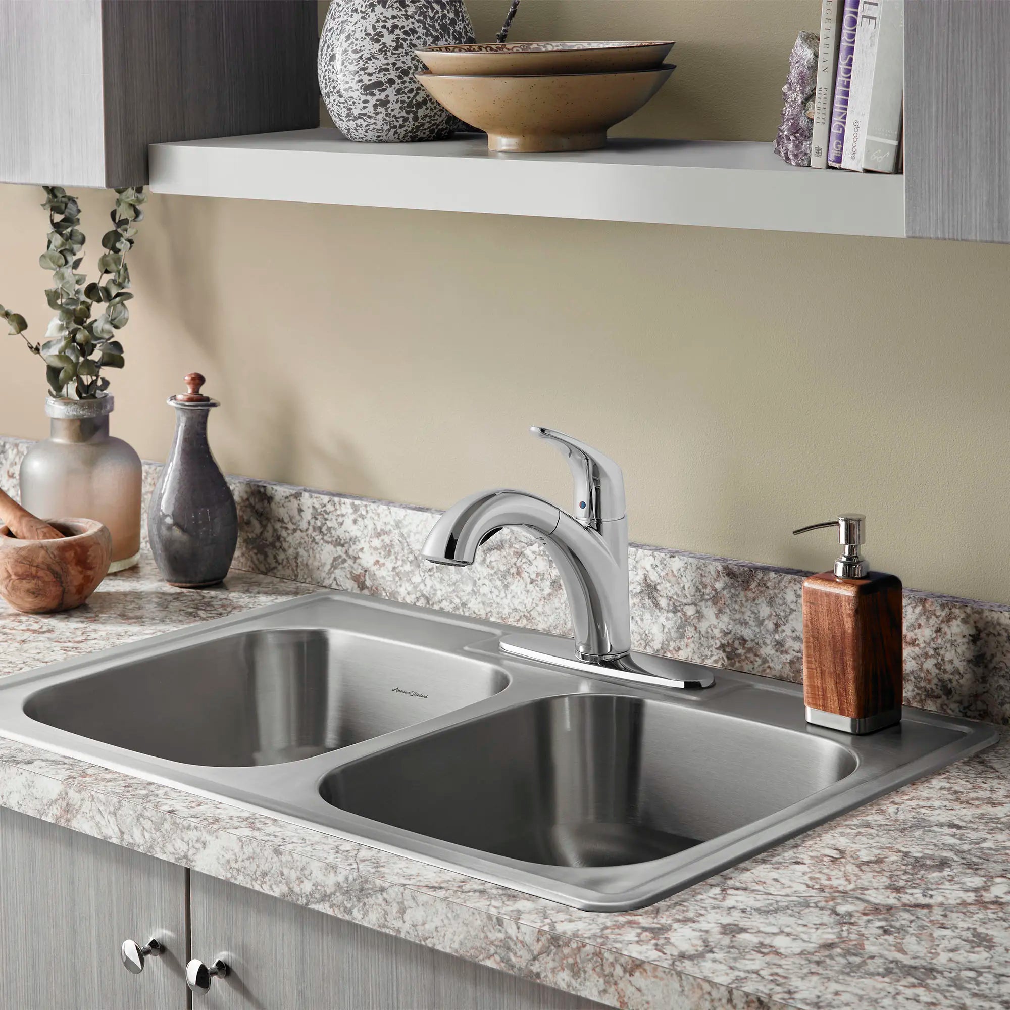 Colony PRO Single Handle Pull-Out Dual Spray Kitchen Faucet - 1.5 GPM/5.7 LPM - High Arc Brushed Nickel - Perfect for Modern Kitchens & Busy Home Chefs