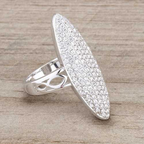 2.3ct CZ Rhodium Plated Cocktail Ring for Women - Elegant Contemporary Jewelry for Parties, Weddings & Special Occasions