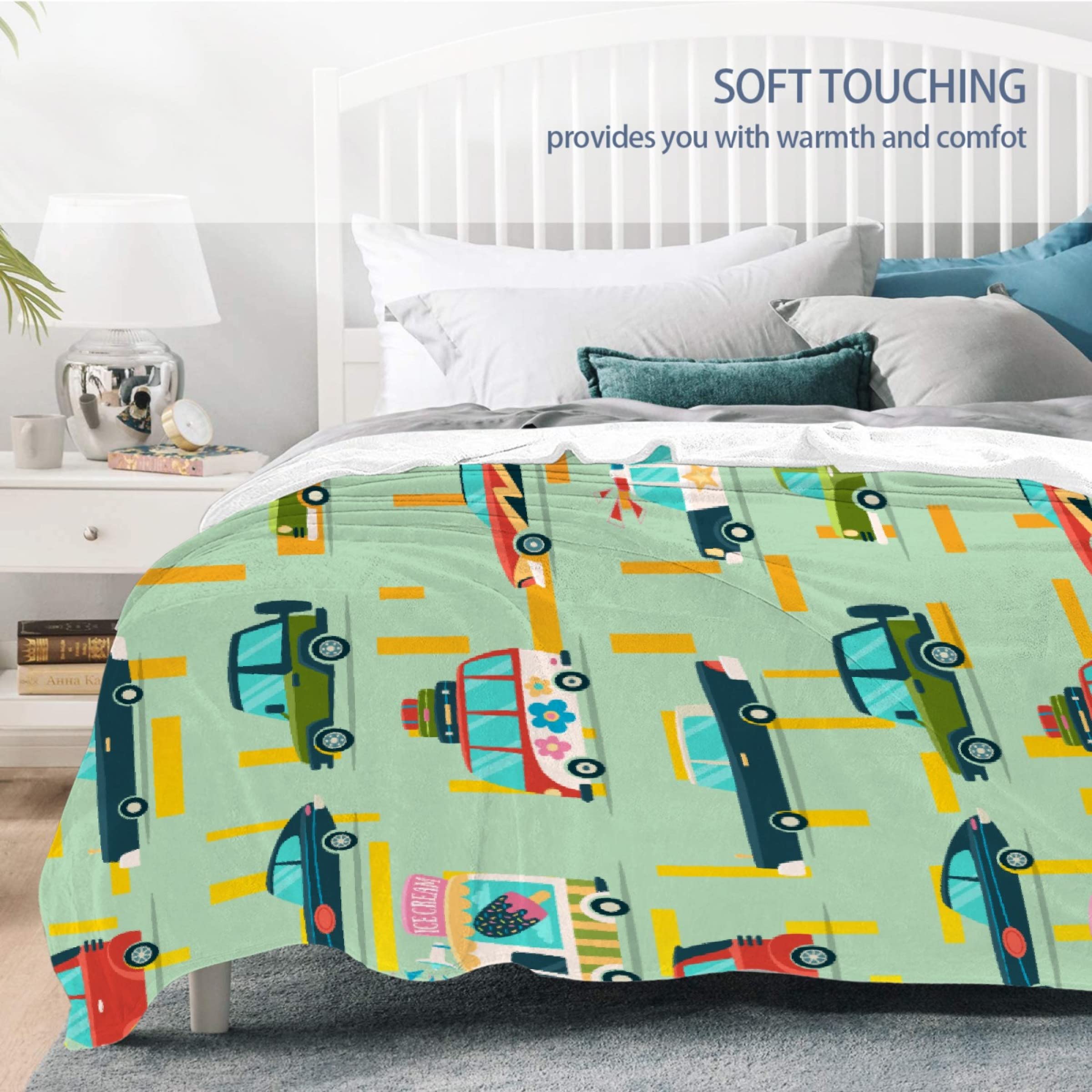 Premium Flannel Throw Blanket for Cars - Lightweight, Super Soft & Cozy Luxury Bed Blanket - 120