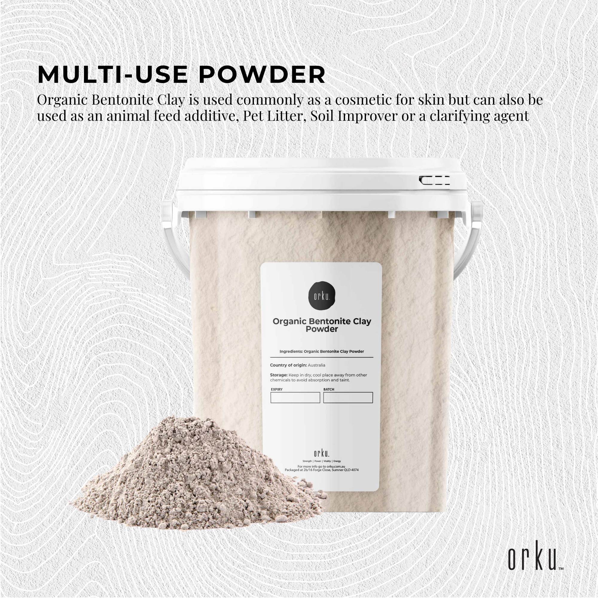 1.1Kg Organic Sodium Bentonite Clay Powder - Pure Cosmetic Grade Montmorillonite for Face Masks, Hair Care & Skin Detox - Natural Spa & DIY Beauty Treatment