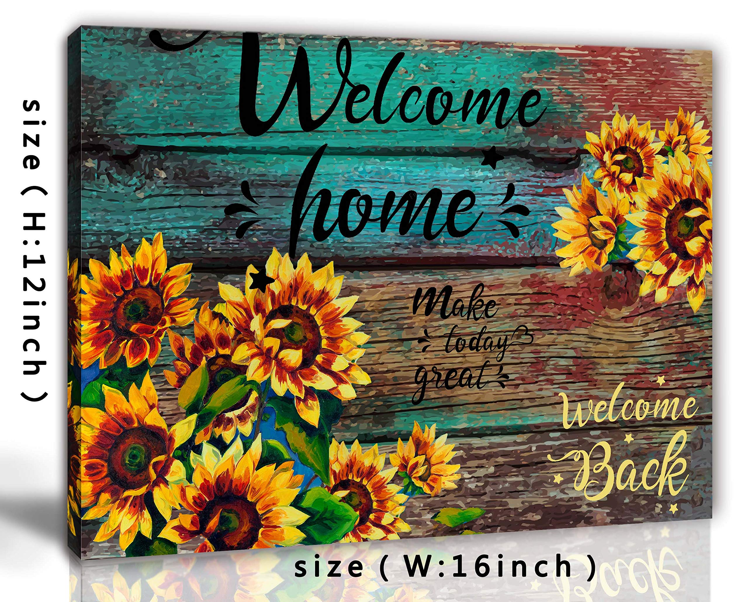 Sunflower Canvas Wall Art 12x16 - Rustic Farmhouse Decor for Kitchen, Bedroom & Living Room