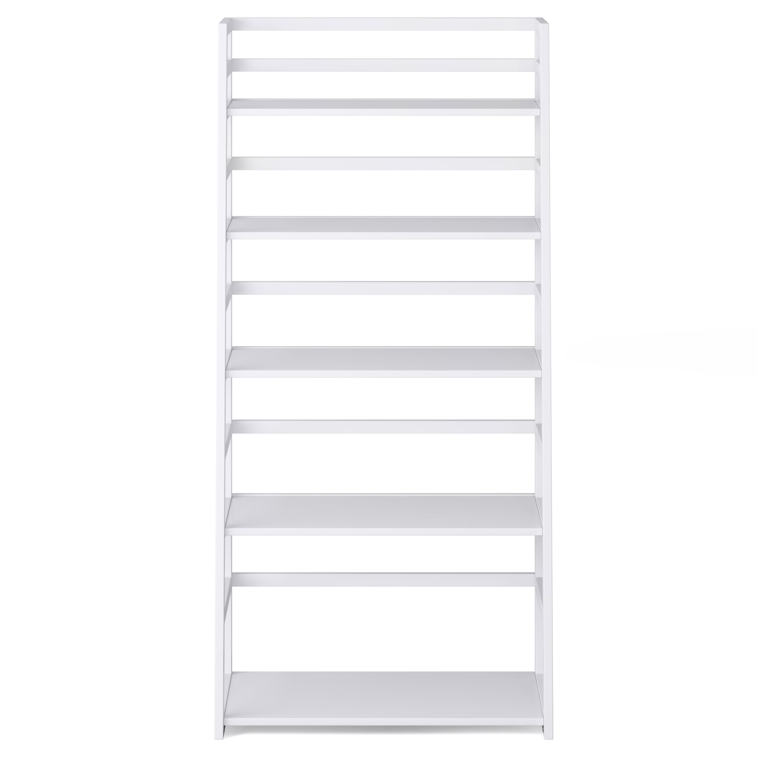 SIMPLIHOME Acadian 30 Inch Solid Wood Transitional Ladder Shelf Bookcase - White Wooden Storage Organizer for Living Room, Study, Office & Bedroom Decor