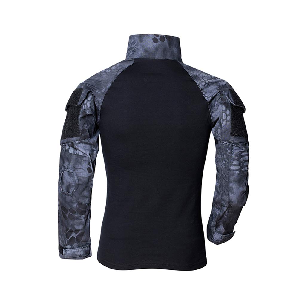 Lilychan Men's Tactical Long Sleeve Shirt - Military Combat Outdoor Shirt with Zipper for Hiking, Hunting & Airsoft | Durable & Breathable Workwear