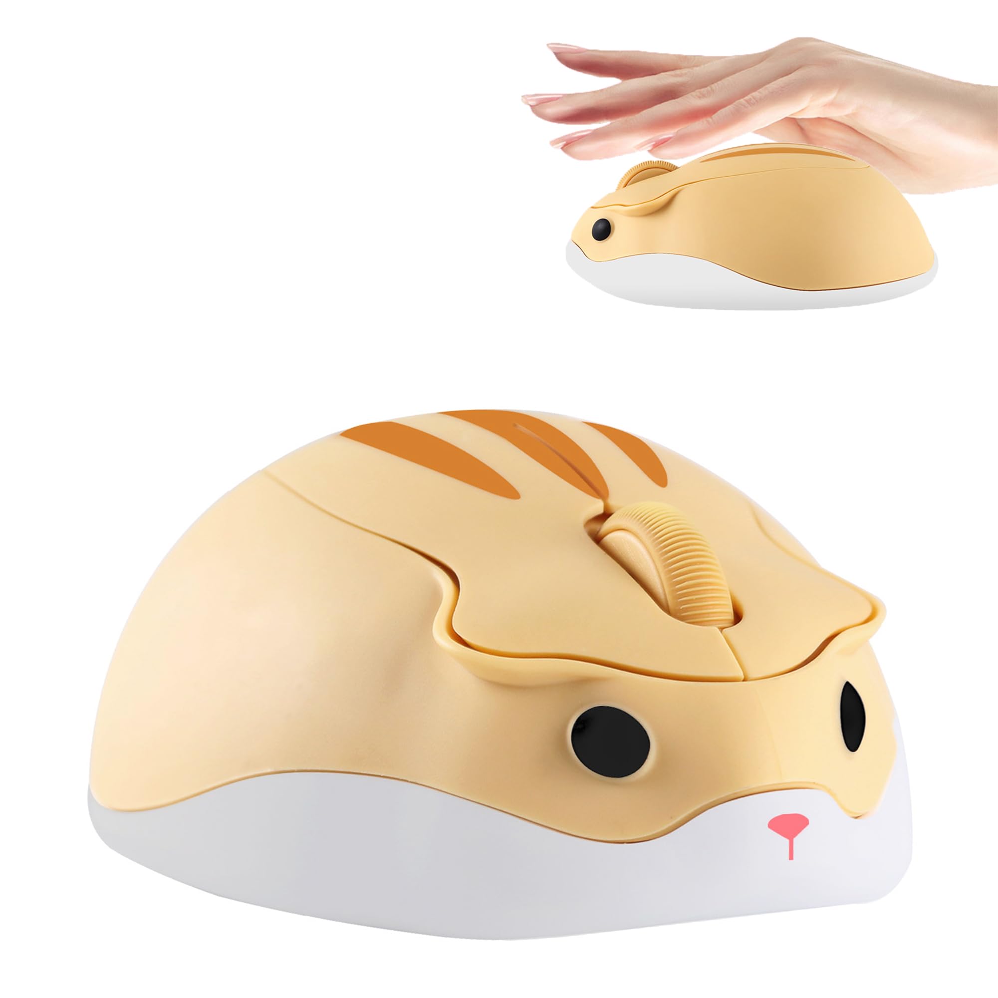 PloutoRich Wireless Mouse - Cute Hamster Shaped USB Mouse 1200DPI, Silent Cordless Mouse for PC, Laptop, MacBook, Kids Gift (Yellow) - Perfect for Office, Home, School & Gaming Use