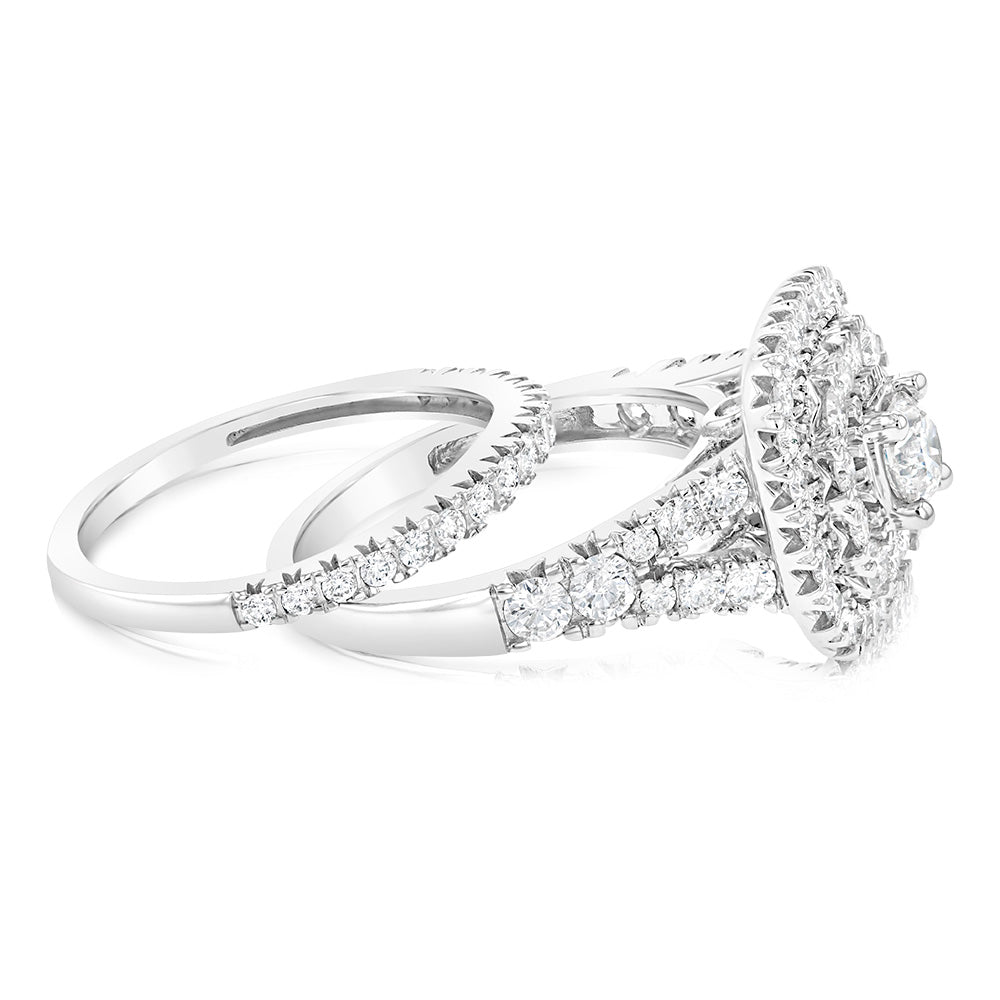 1.90 Carat Cushion Cut Diamond Engagement Ring & Wedding Band Set in 10K White Gold - Perfect for Proposals, Anniversaries & Bridal Jewelry