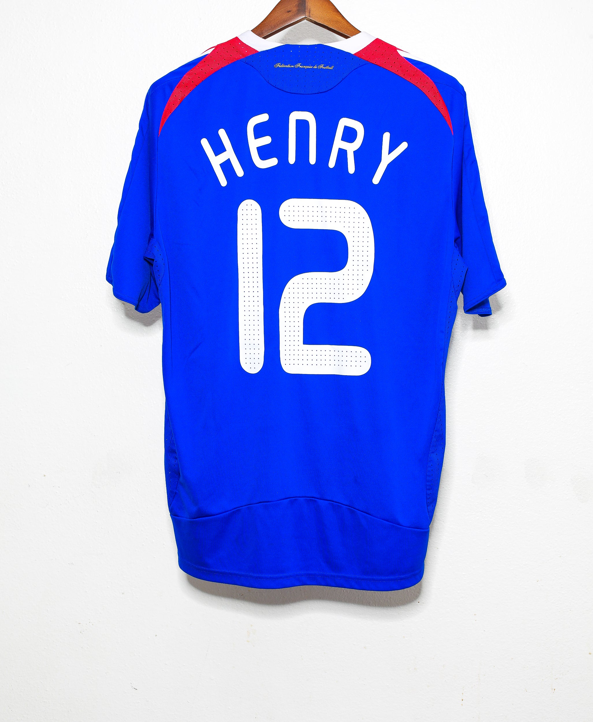 2008 France Home Soccer Jersey #12 Thierry Henry Size L - Vintage Football Shirt for Fans & Collectors - Perfect for Matches, Gifts, and Sports Memorabilia Display