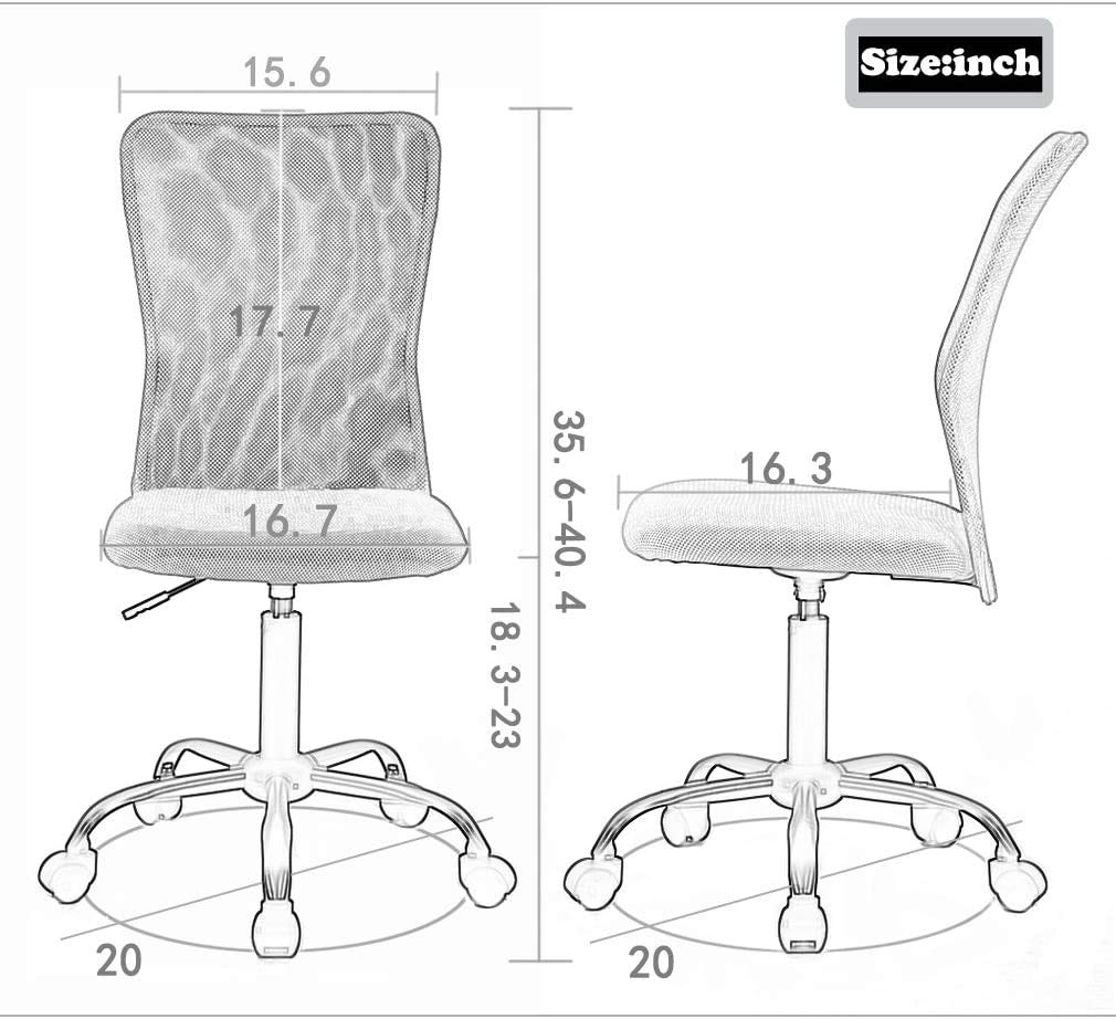 Ergonomic Mesh Office Chair - Mid Back Computer Desk Chair with Lumbar Support, Height Adjustable & Swivel Rolling, Armless Task Chair for Home Office - Perfect for Long Work Hours & Remote Work (Black)