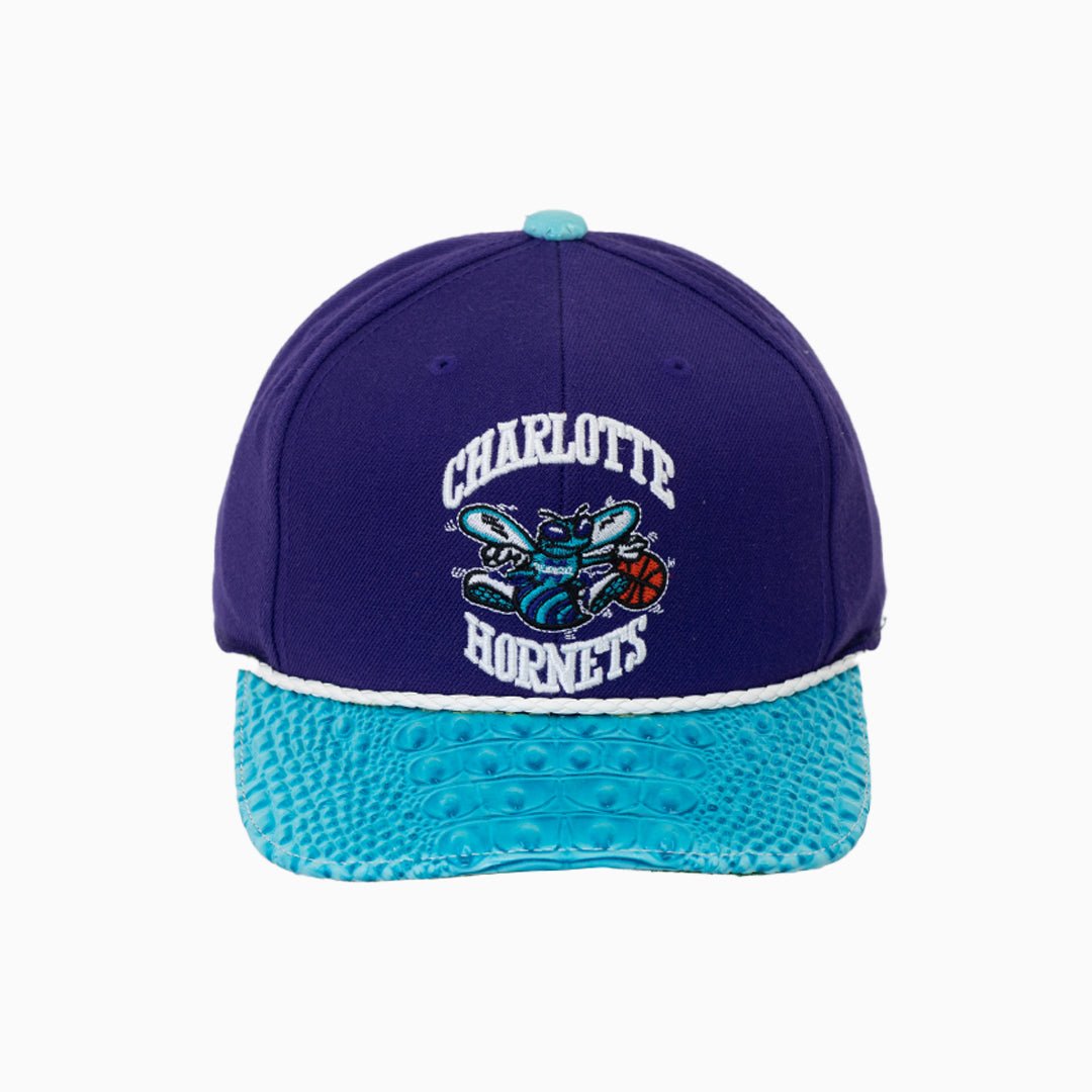Breyer's Buck 50 Charlotte Hornets NBA Snapback Hat with Genuine Leather Visor - Perfect for Basketball Games, Streetwear Fashion & Sports Fans