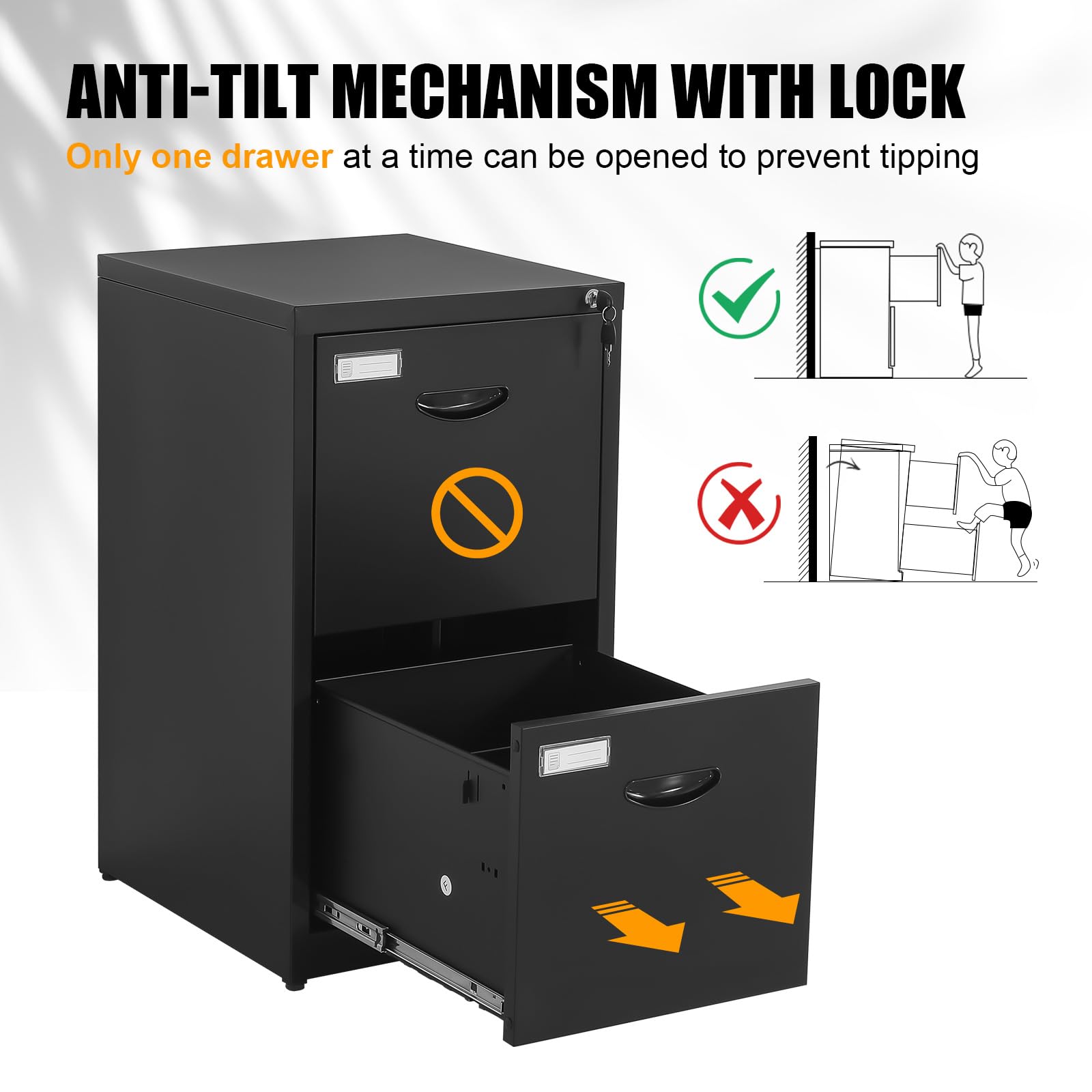 2-Drawer Locking Metal File Cabinet - 18