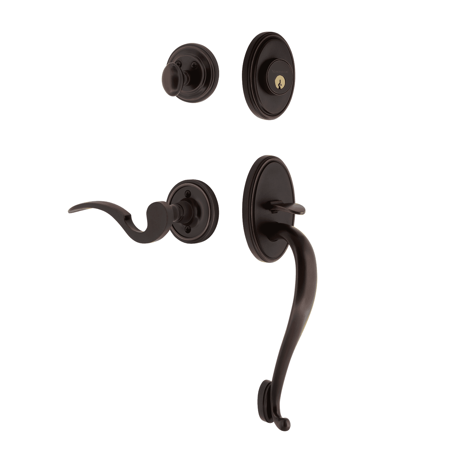 Timeless Bronze Classic Handleset with S Grip & Manor Lever - Vintage Door Hardware for Home & Office Entryways