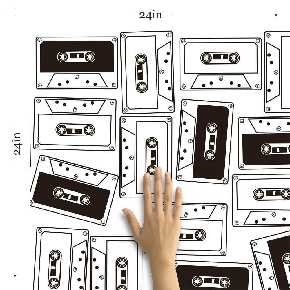 White Retro Teens Peel and Stick Removable Wallpaper 0787 - Self-Adhesive Wall Decor for Bedroom, Dorm, Nursery & Home Office
