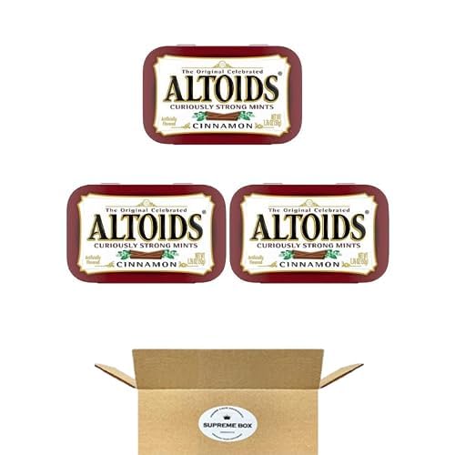 Altoids Curiously Strong Cinnamon Mints - 1.76oz Tins (Pack of 3, 5.28oz Total) | Fresh Breath Solution for Work, Travel & Social Events | Sugar-Free Strong Mint Candy