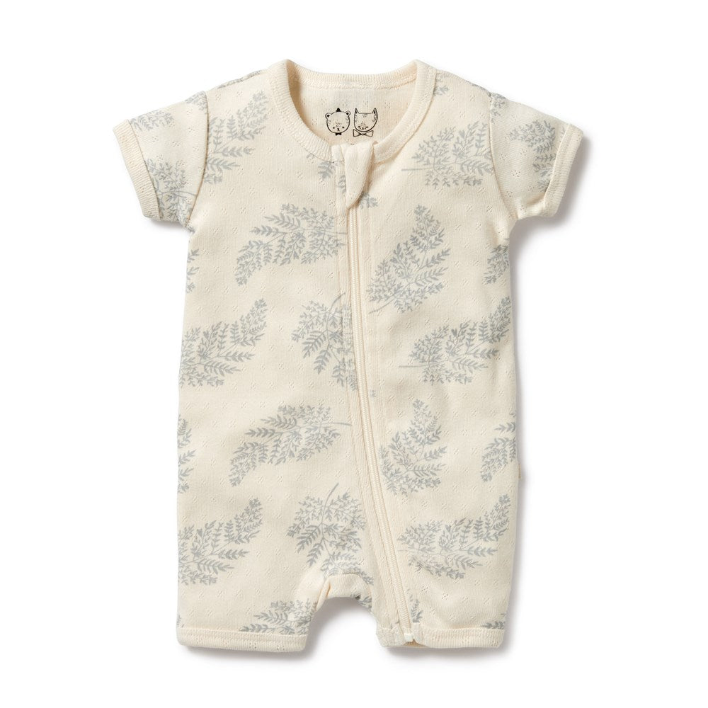 Forever Ferns Organic Pointelle Boyleg Zipsuit - Soft & Breathable Baby Romper for Newborns & Infants | Perfect for Playtime, Naptime & Everyday Wear