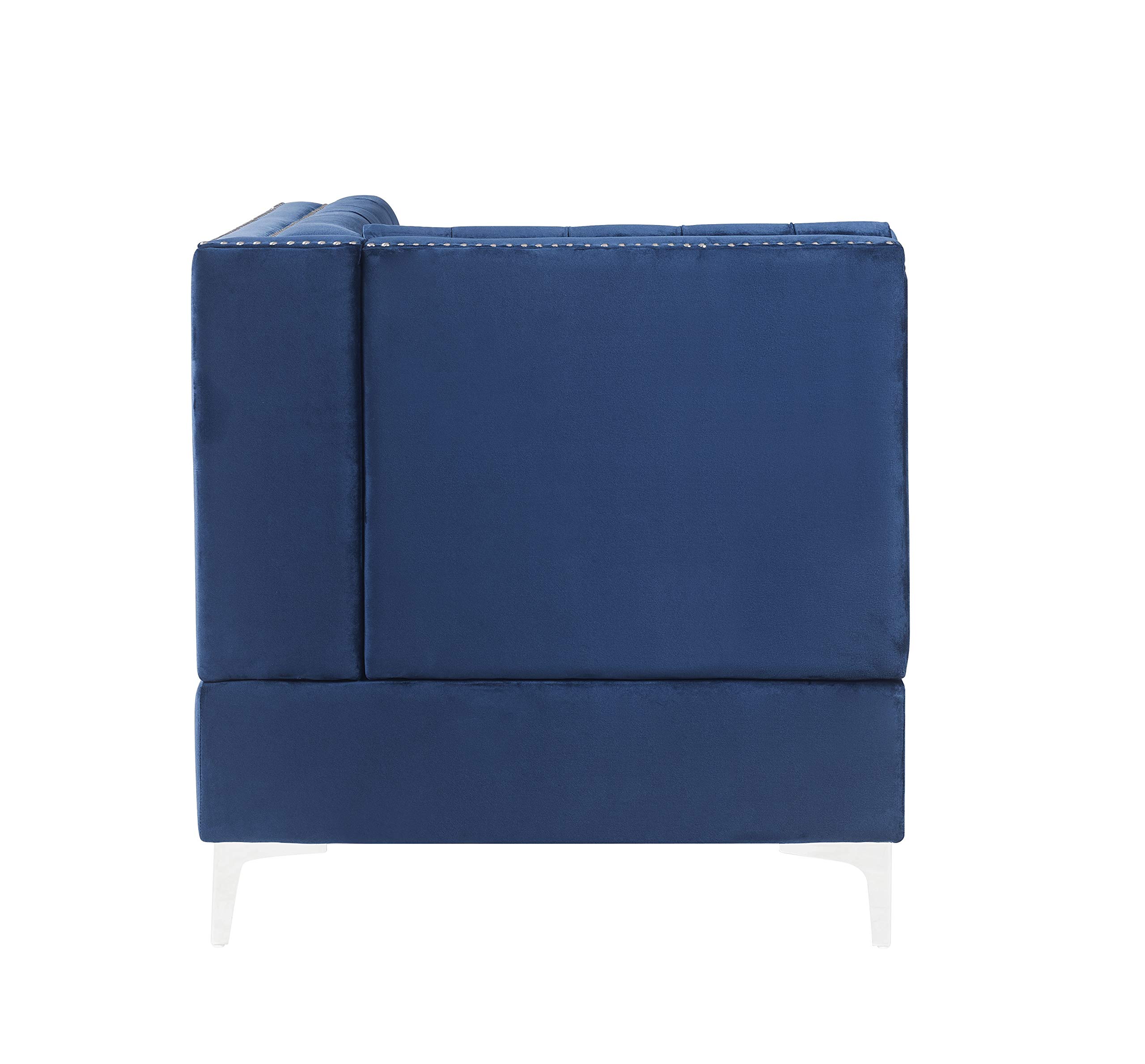 Acme Furniture Jaszira Modular Sectional Sofa Wedge in Blue Velvet - Modern Living Room Seating for Small Spaces & Apartments