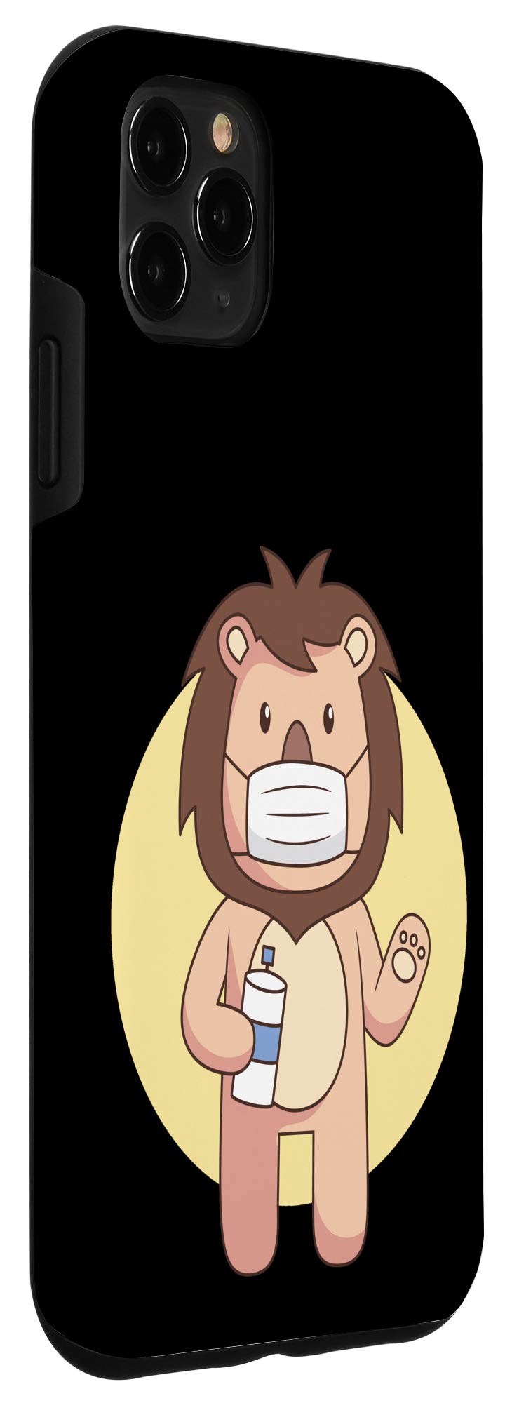iPhone 11 Pro Max Case - Cute Lion Wearing Face Mask Design, Funny Animal Protective Cover for iPhone 11 Pro Max (Perfect Gift for Animal Lovers & Humor Fans) - Great for Daily Use, Office, Travel and Gifting