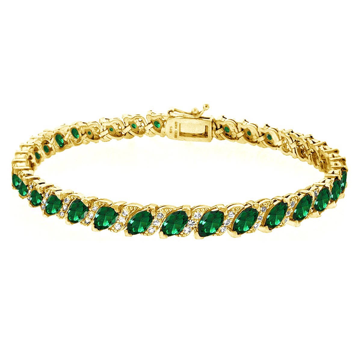 B. BRILLIANT Women's Birthstone Bracelet - Marquise Cut Genuine/Synthetic Gemstone Tennis Bracelet in Sterling Silver or Gold Flash with Gift Box | Perfect for Anniversaries, Birthdays & Special Occasions