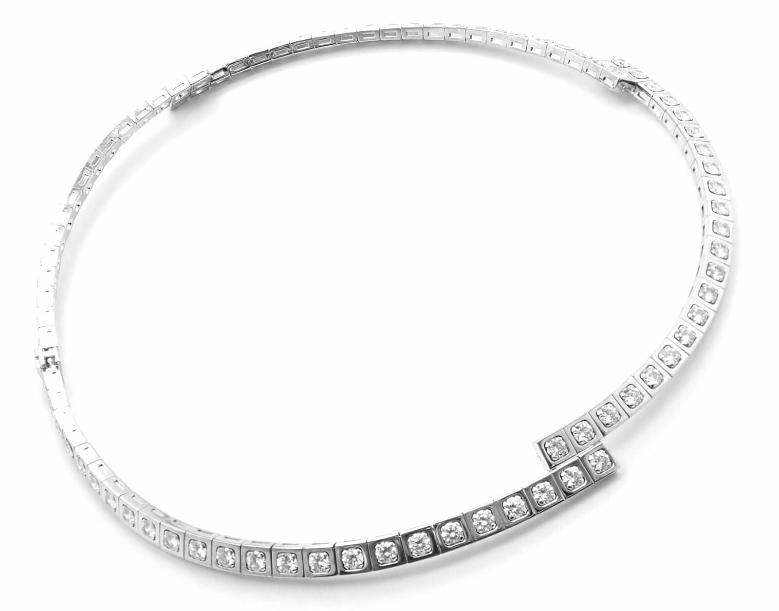 Authentic Cartier Tectonique 18k White Gold Diamond Tennis Necklace - Luxury Jewelry for Women, Elegant Gift for Anniversary & Special Occasions