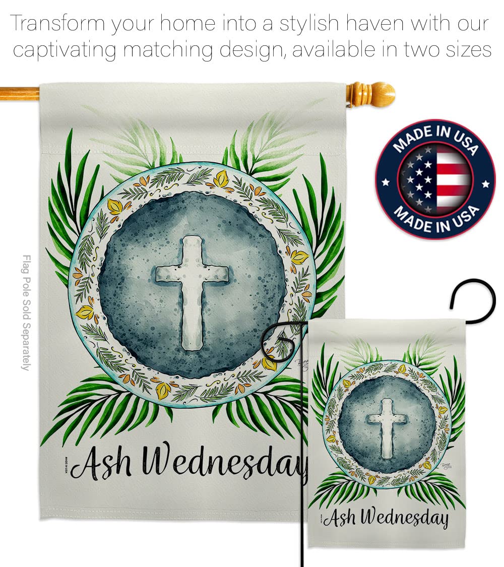 Holy Ash Wednesday House Flag 2-Pack - Religious Christian Easter Decor with Dove Symbol for Faith, Hope & Peace - Double-Sided Garden & Yard Banner - Made in USA - Perfect for Church, Home & Outdoor Decorations