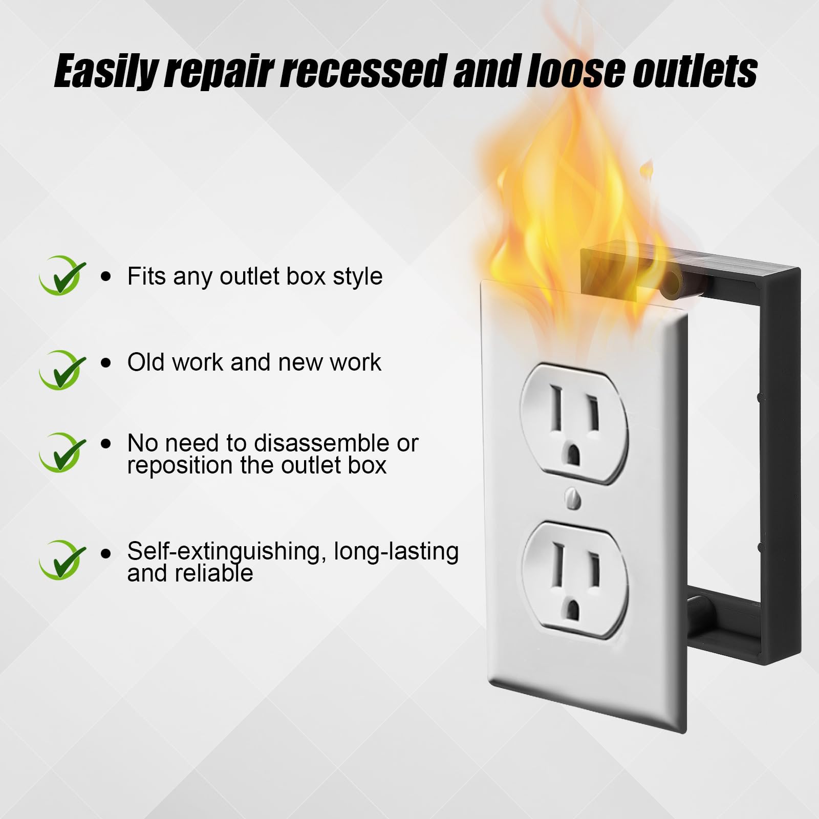 4pcs 1/2 Inch Single Gang Outlet Box Extender - Electrical Outlet Extender Receptacle for Switch & Box Extension - Durable Black Plastic - Perfect for Home Renovation & DIY Electrical Projects