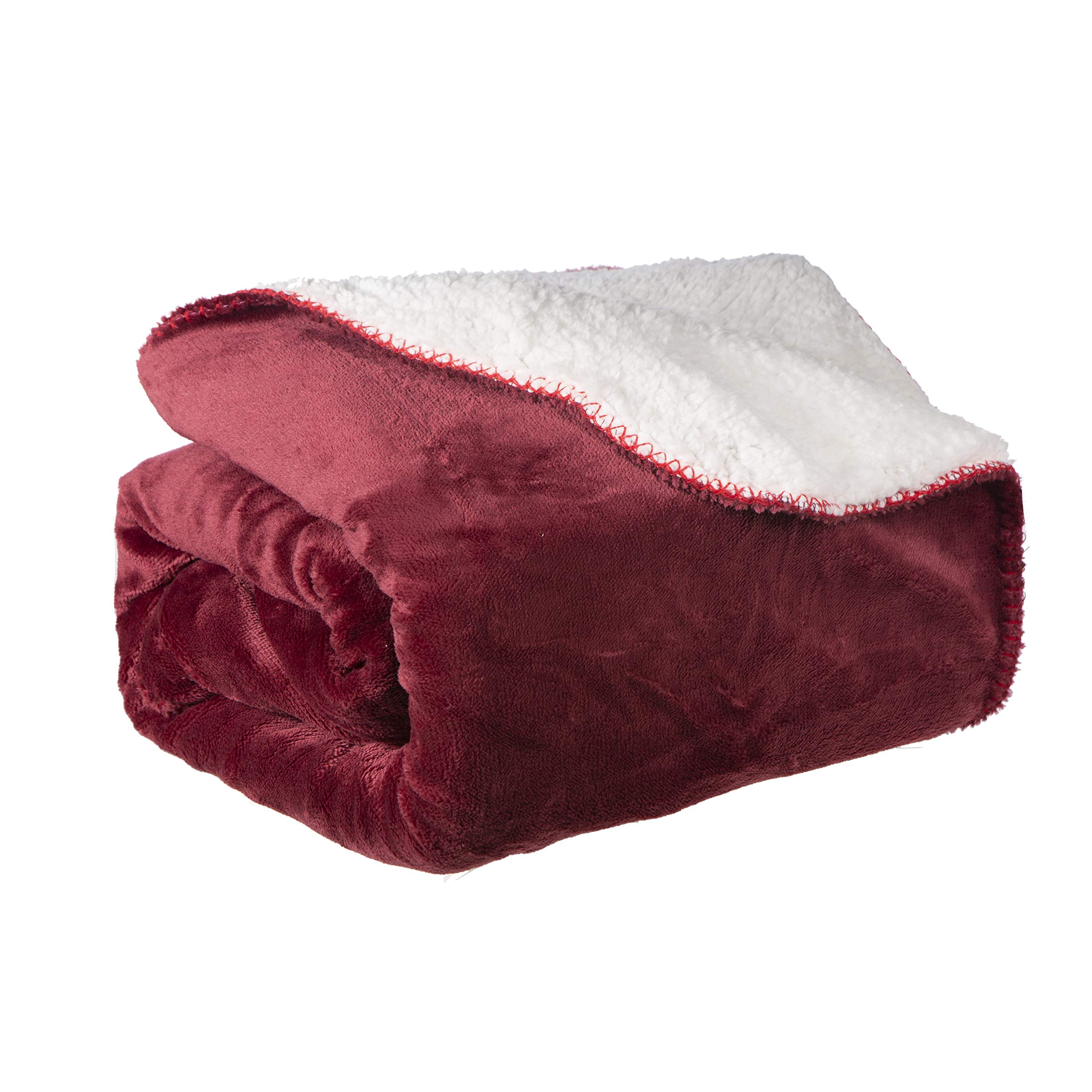 Warm Sherpa Fleece Blanket - Ultra Plush Wine Throw for Cozy Nights