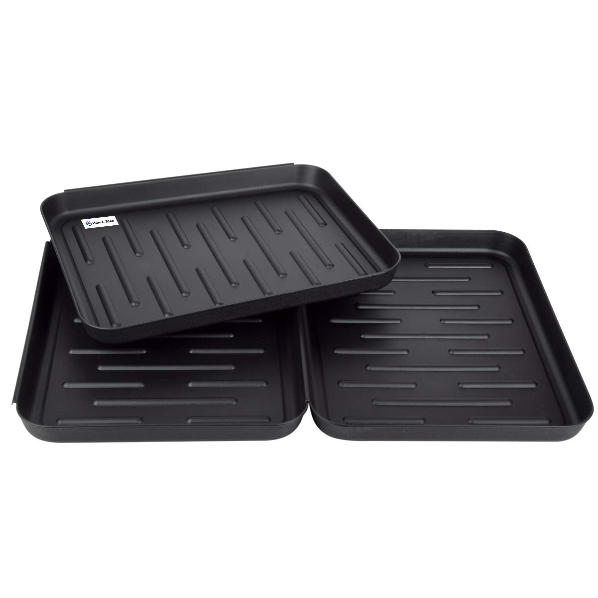 Premium Pet Food Tray Set of 3 - Non-Slip Waterproof Dog & Cat Feeding Mat - Spill-Proof Pet Bowl Mat with Raised Edges - Also Works as Shoe Tray & Boot Tray for Entryway - Perfect for Messy Eaters & Muddy Footwear