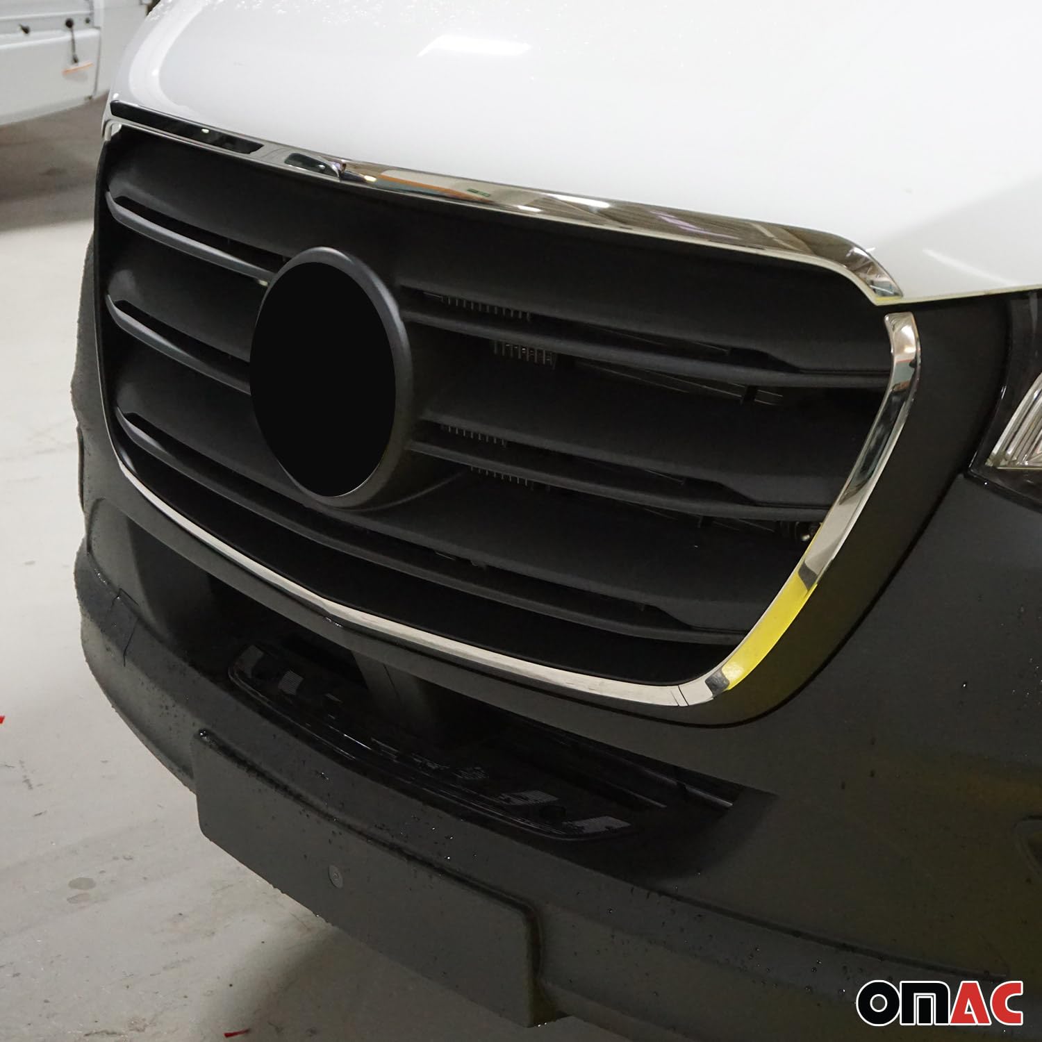 OMAC Steel Front Bumper Grill Trim for Mercedes Sprinter W907 W910 (2019-2025) - 4 Piece Set - Enhances Vehicle Appearance & Protection for Van Enthusiasts