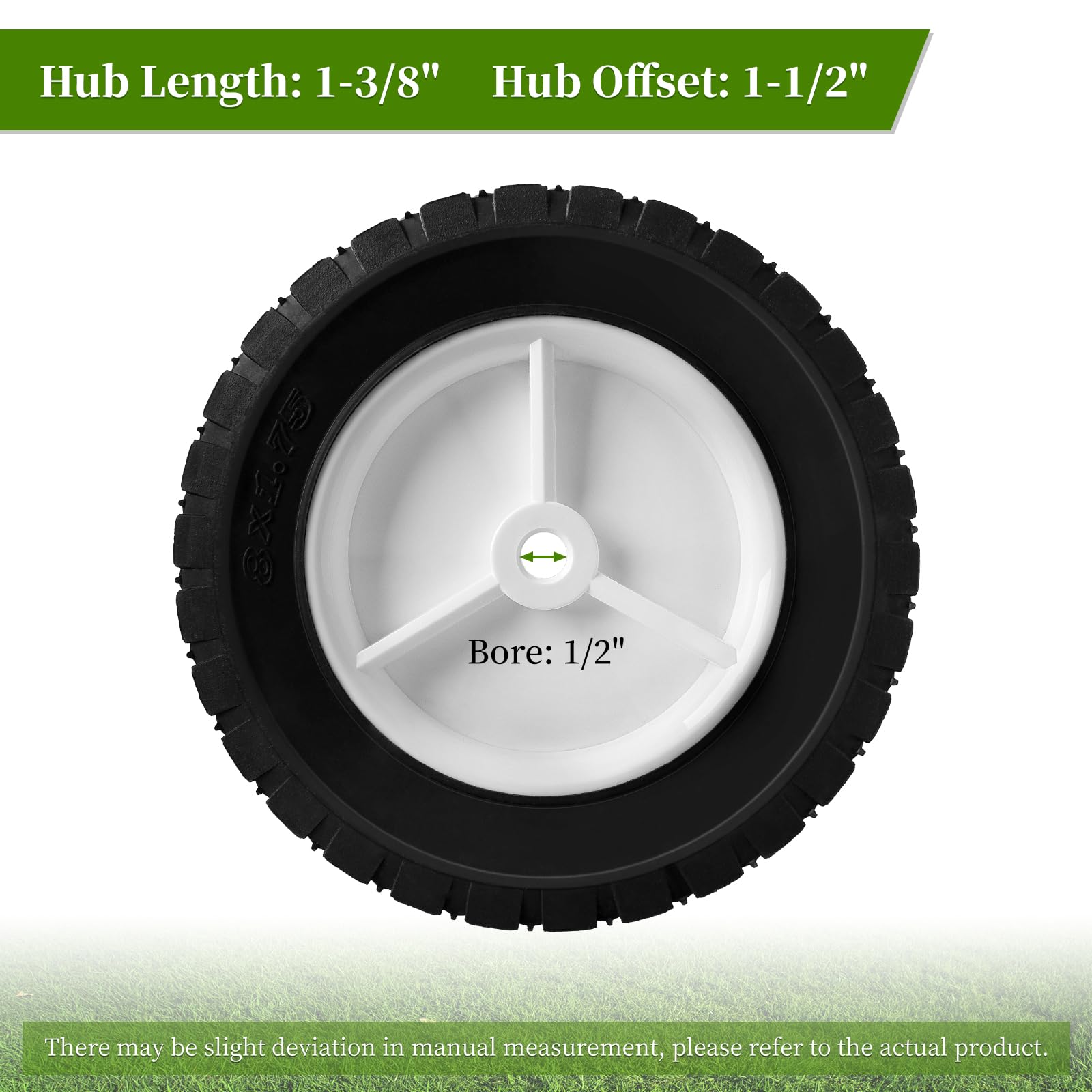 8 Inch Universal Wheels (2 Pack) - Fits Oregon, Lawn Mowers, BBQ Grills, Radio Flyer Wagons, Hand Trucks, Utility Carts & Snowblowers - Durable Replacement Tires for Outdoor Equipment & Garden Tools