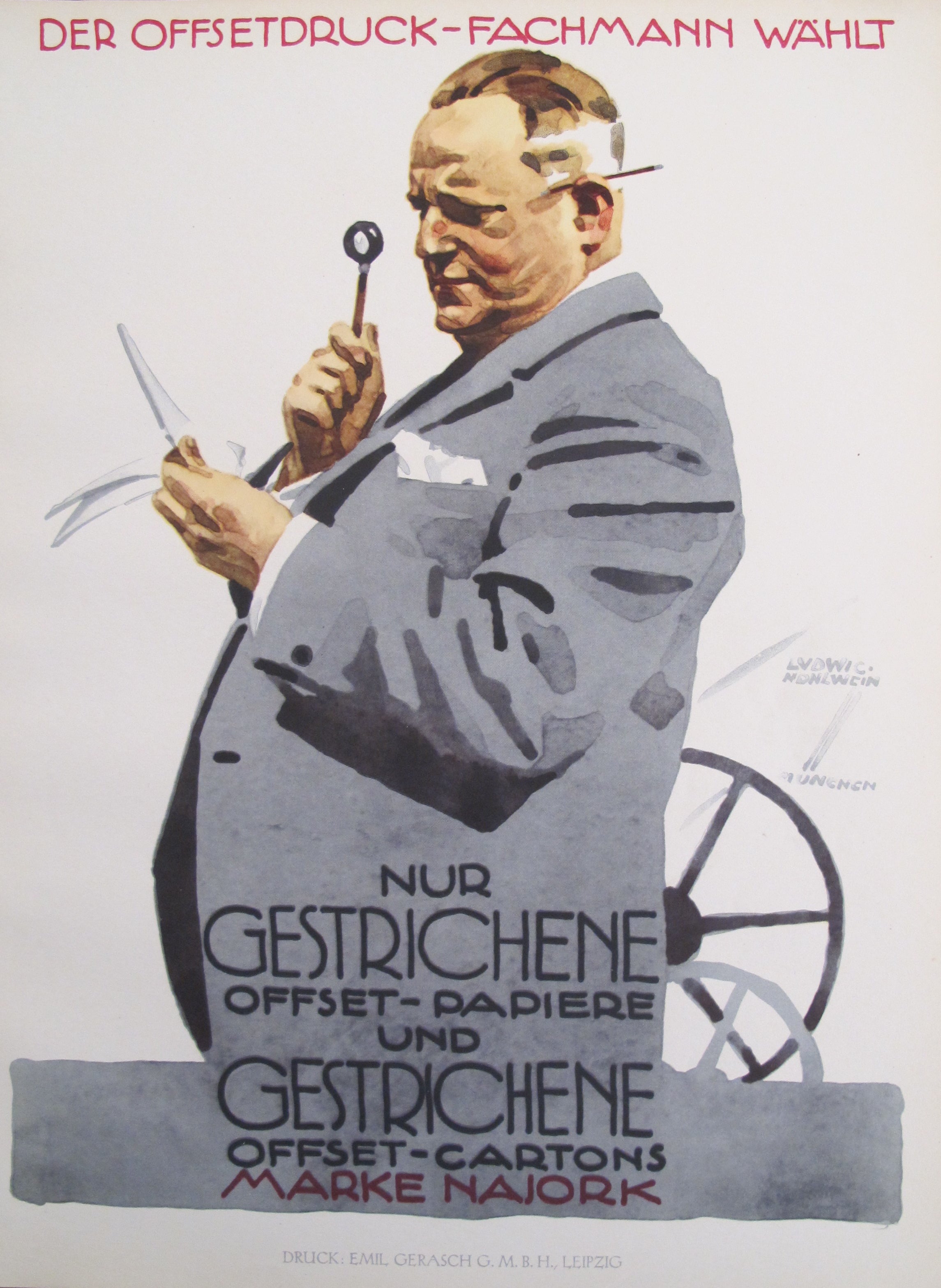 1926 Original German Art Deco Poster - Der Offsetdruck Fachmann Wählt | Vintage Wall Art for Home & Office Decor