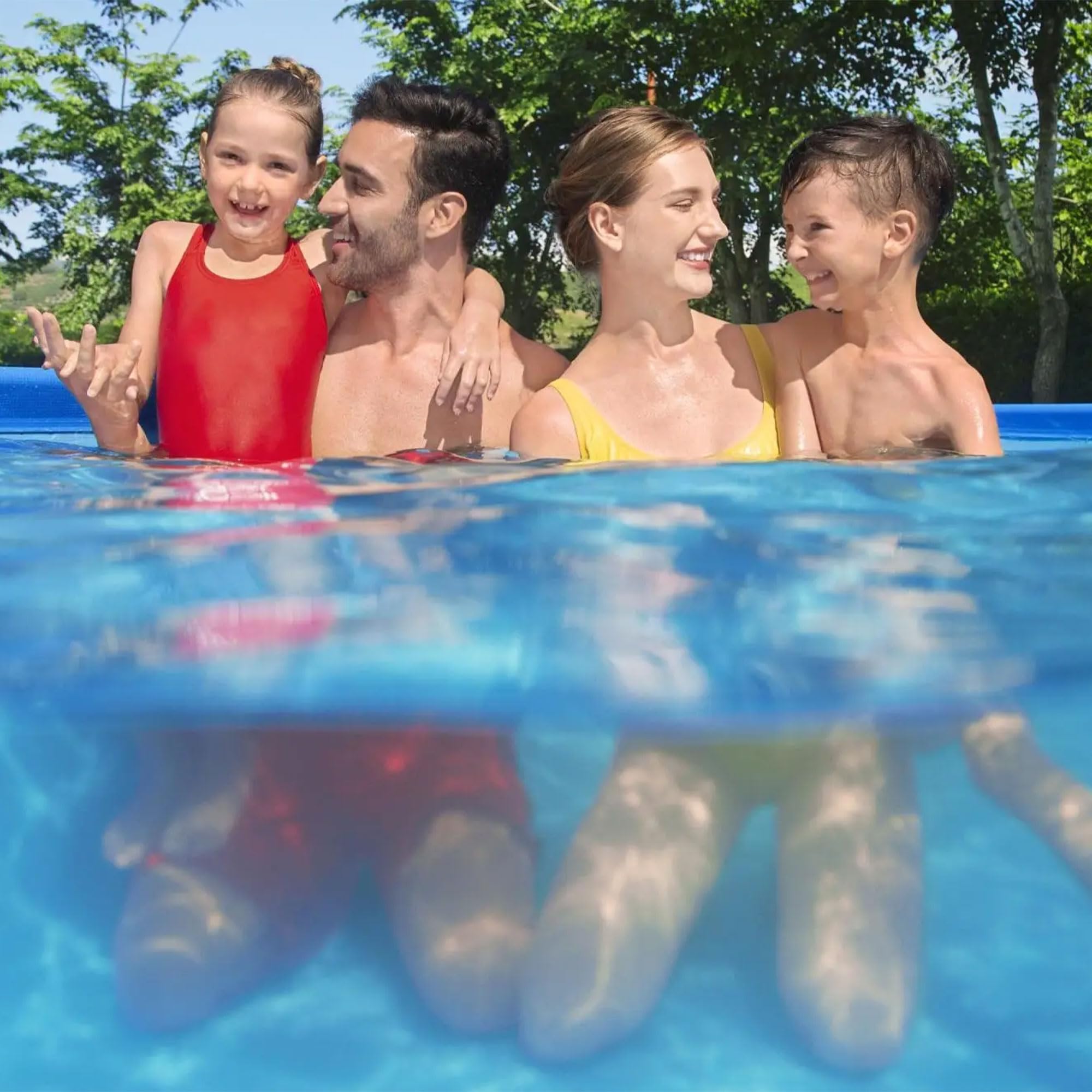 Bestway Steel Pro 13ft x 32in Rectangular Above Ground Outdoor Pool - Heavy Duty Steel Frame & Vinyl Liner - 1,506 Gallon Capacity - Perfect for Backyard Fun, Family Gatherings & Summer Cooling - Blue