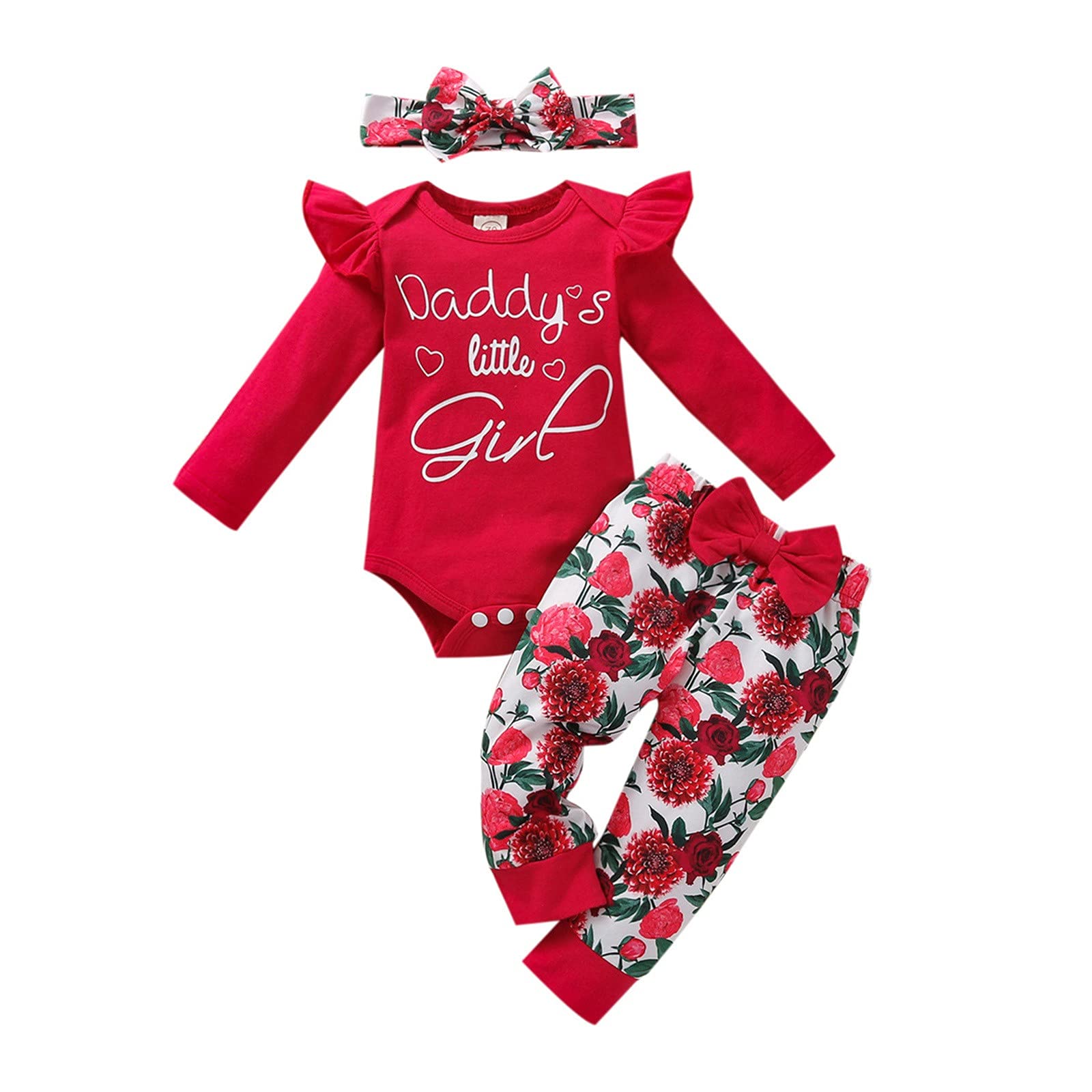 Baby Girl Clothes Set - Newborn & Toddler Long Sleeve Romper with Letter Print & Floral Design | Perfect for Playdates, Photoshoots & Everyday Wear