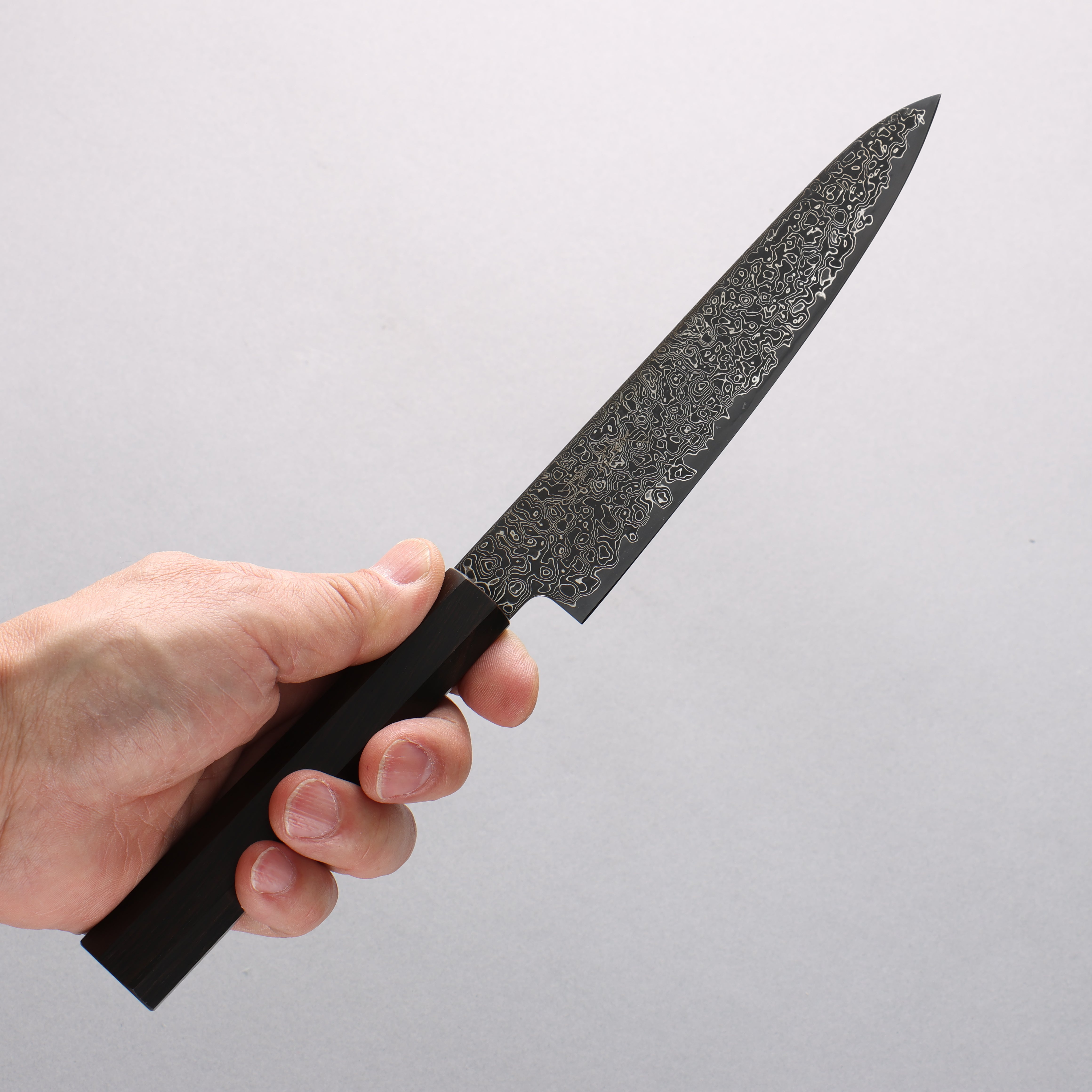Premium Seisuke SG2 Black Damascus Petty Knife 150mm - Japanese High Carbon Steel Blade with Ebony Wood Handle - Perfect for Slicing Fruits, Vegetables & Boneless Meat