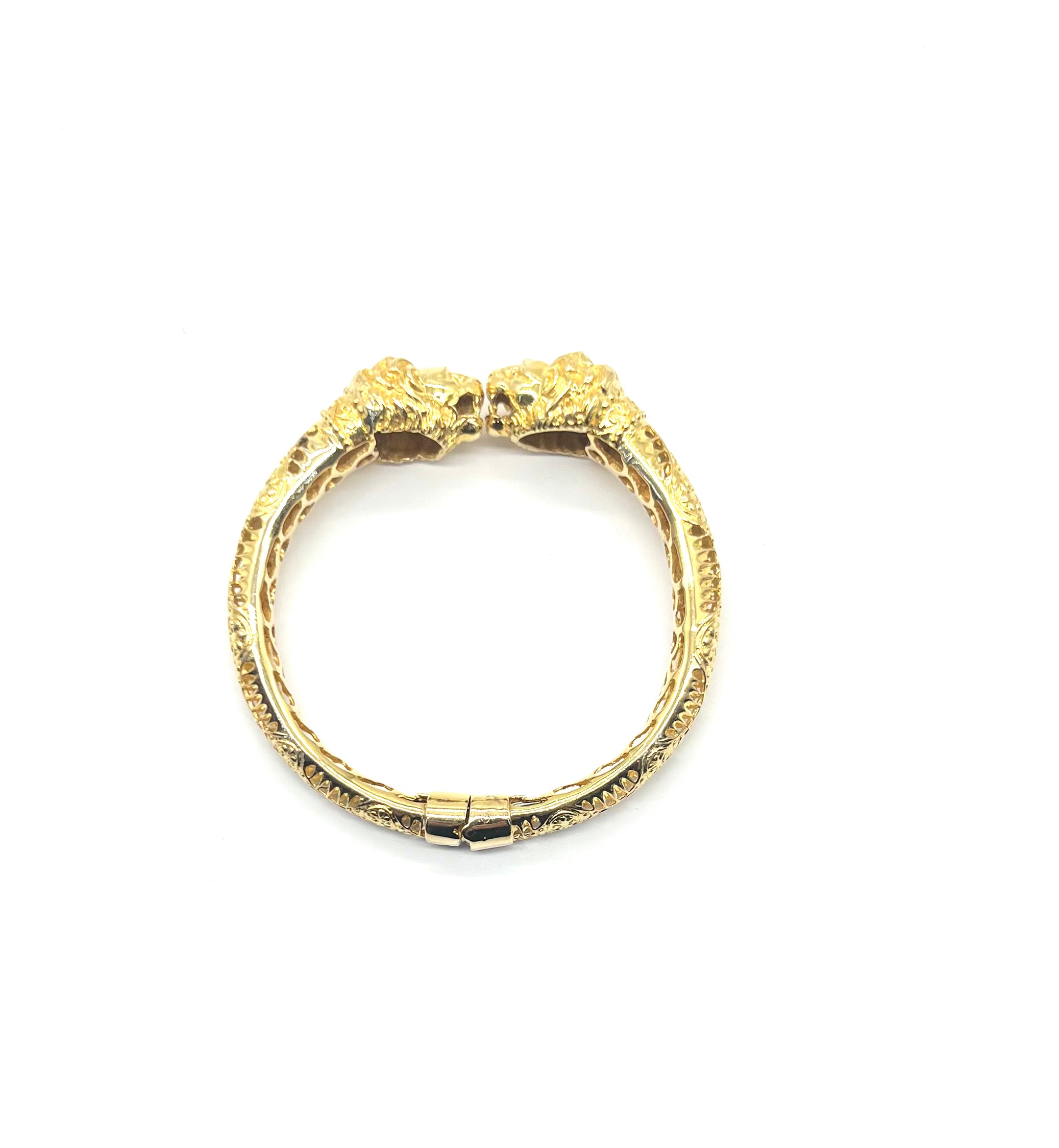 18K Gold Lion Head Hinged Bangle Bracelet for Women - Elegant Adjustable Cuff Jewelry Gift for Birthday, Anniversary & Special Occasions