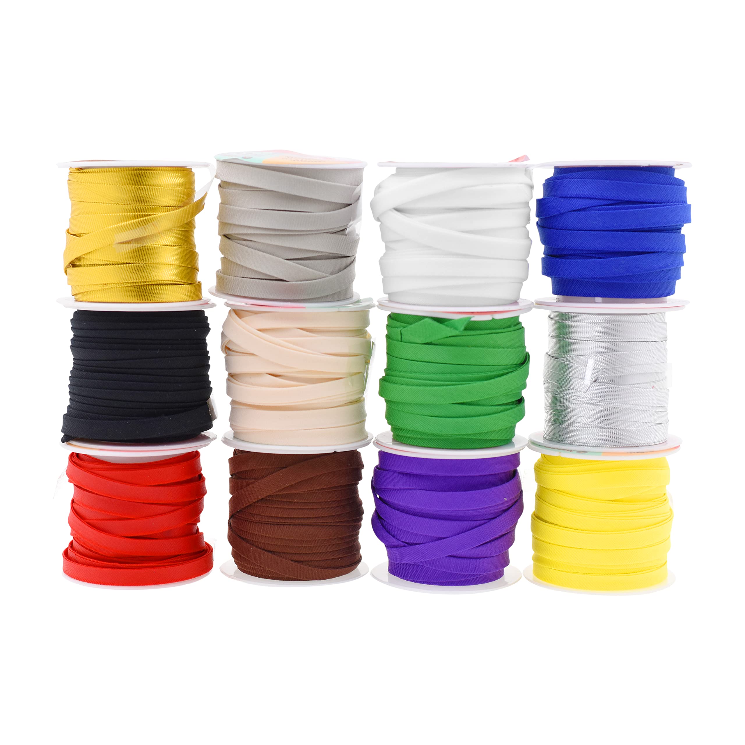 Double Fold Bias Tape for Sewing - 60 Yards 12 Assorted Colors 1/4 Inch Hem Quilt Binding, Fabric Piping & Seam Binding Tape for DIY Crafts, Quilting & Garment Making | Perfect for Home Decor, Dressmaking & Scrapbooking Projects