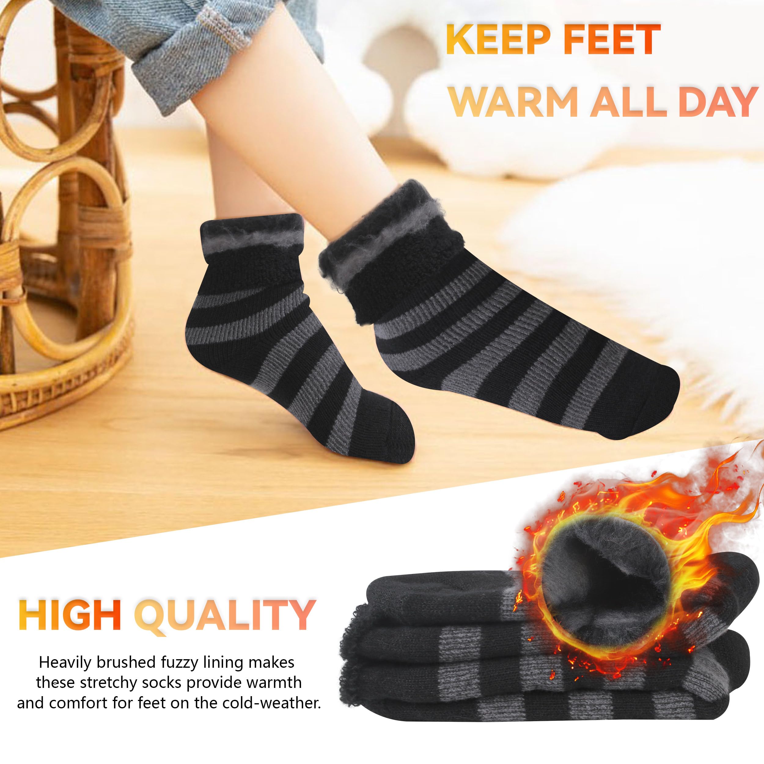 Sunew Thermal Socks 4 Pack - Winter Heated Socks for Men & Women - Warm Wool Ski Socks for Outdoor Activities, Hiking & Snow Sports - Perfect for Cold Weather & Winter Adventures